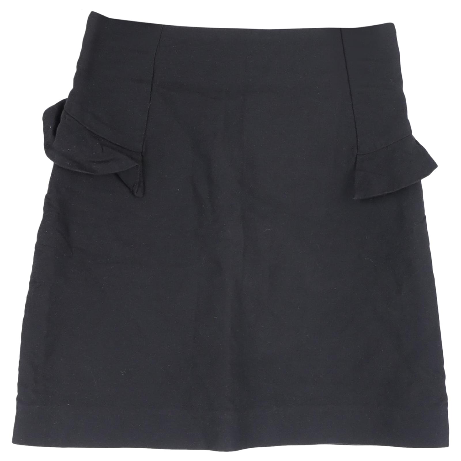 Jupe mini A-line en laine noire avec volants Sandro Paris ref