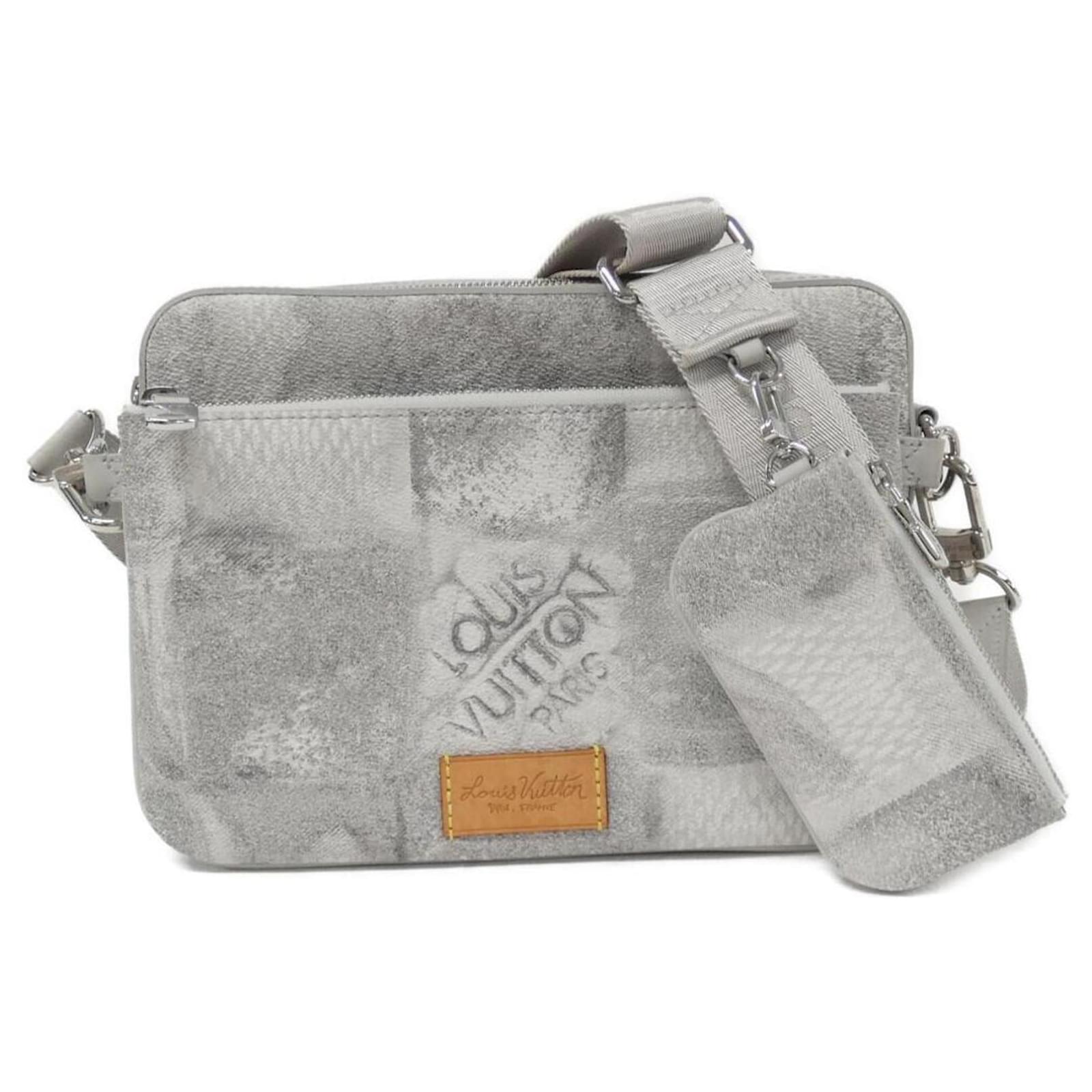 Louis Vuitton Damier Salt Trio Messenger Shoulder Bag Grey Cloth