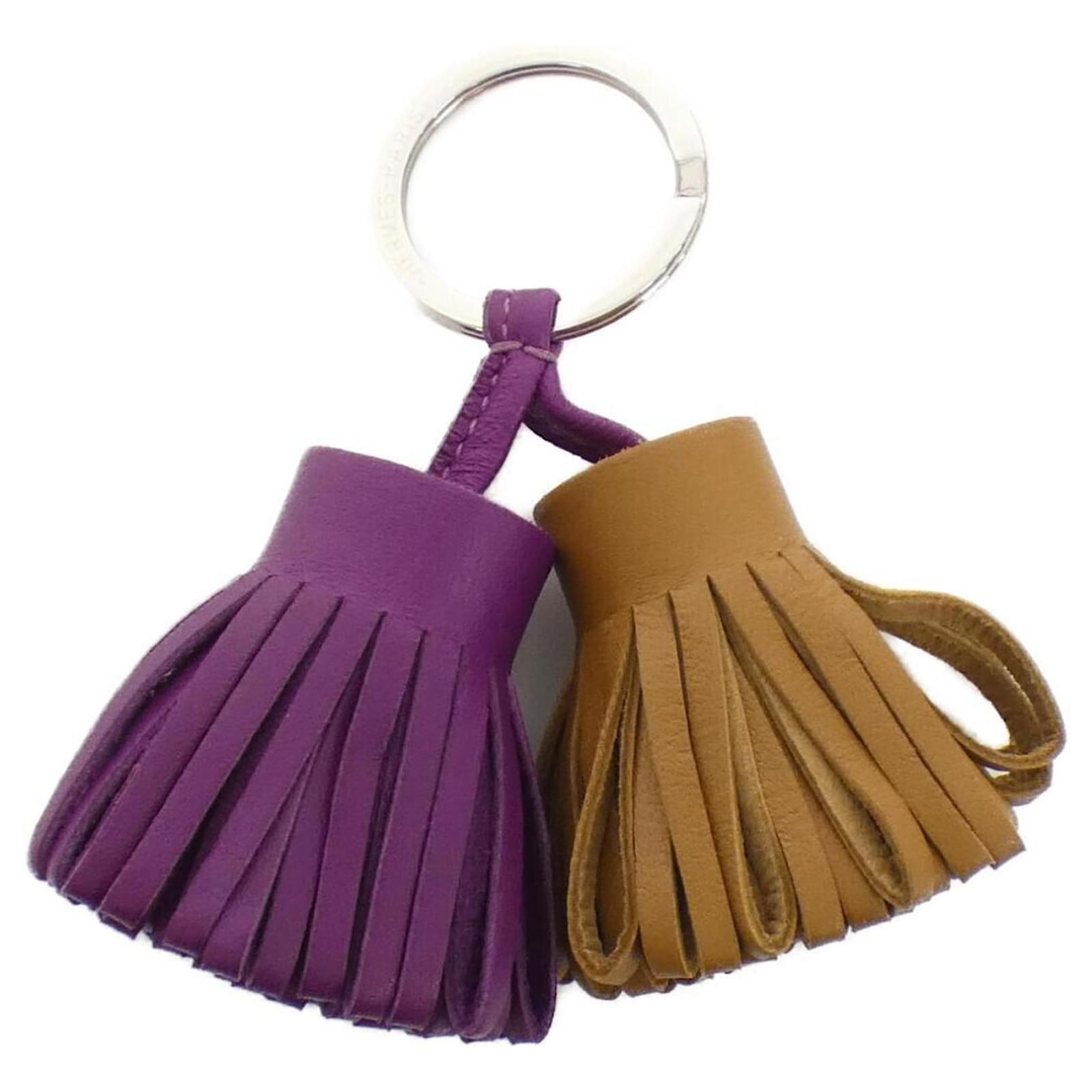 Hermès Hermes Carmen Unodos Key Ring Silvery Purple Lambskin ref