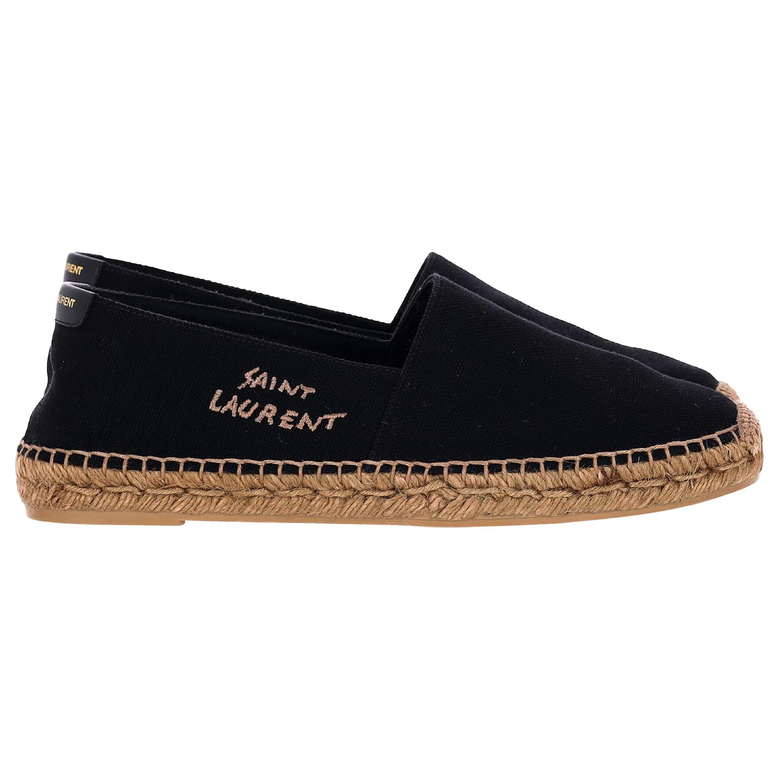 Espadrillas con logo Saint Laurent in tela nera Nero