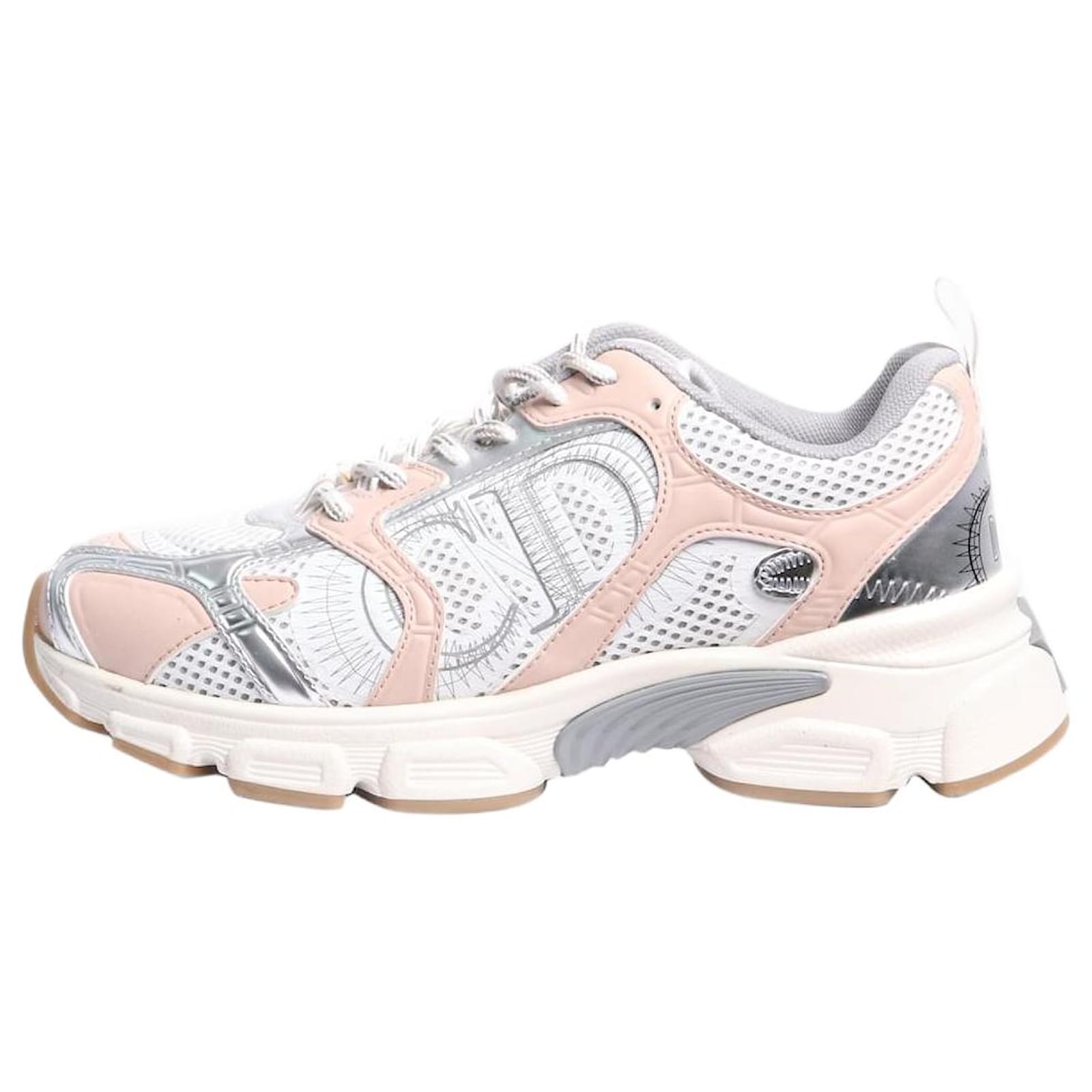 Christian Dior Baskets en maille chrono argent et rose taille EU