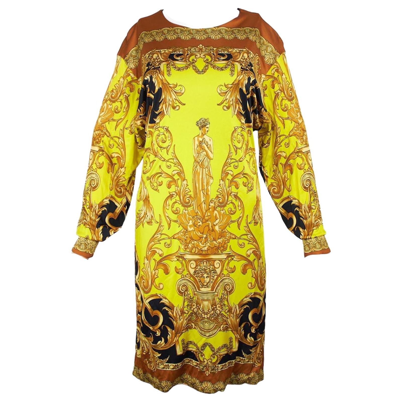 Versace Dresses Yellow Viscose Joli Closet