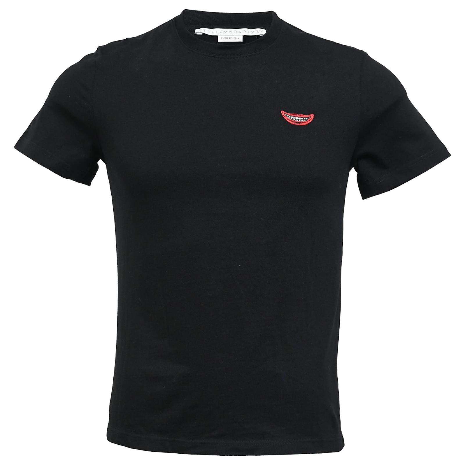Stella Mc Cartney Stella McCartney No Smile No Service T-Shirt in Black  Cotton ref.2001966 - Joli Closet