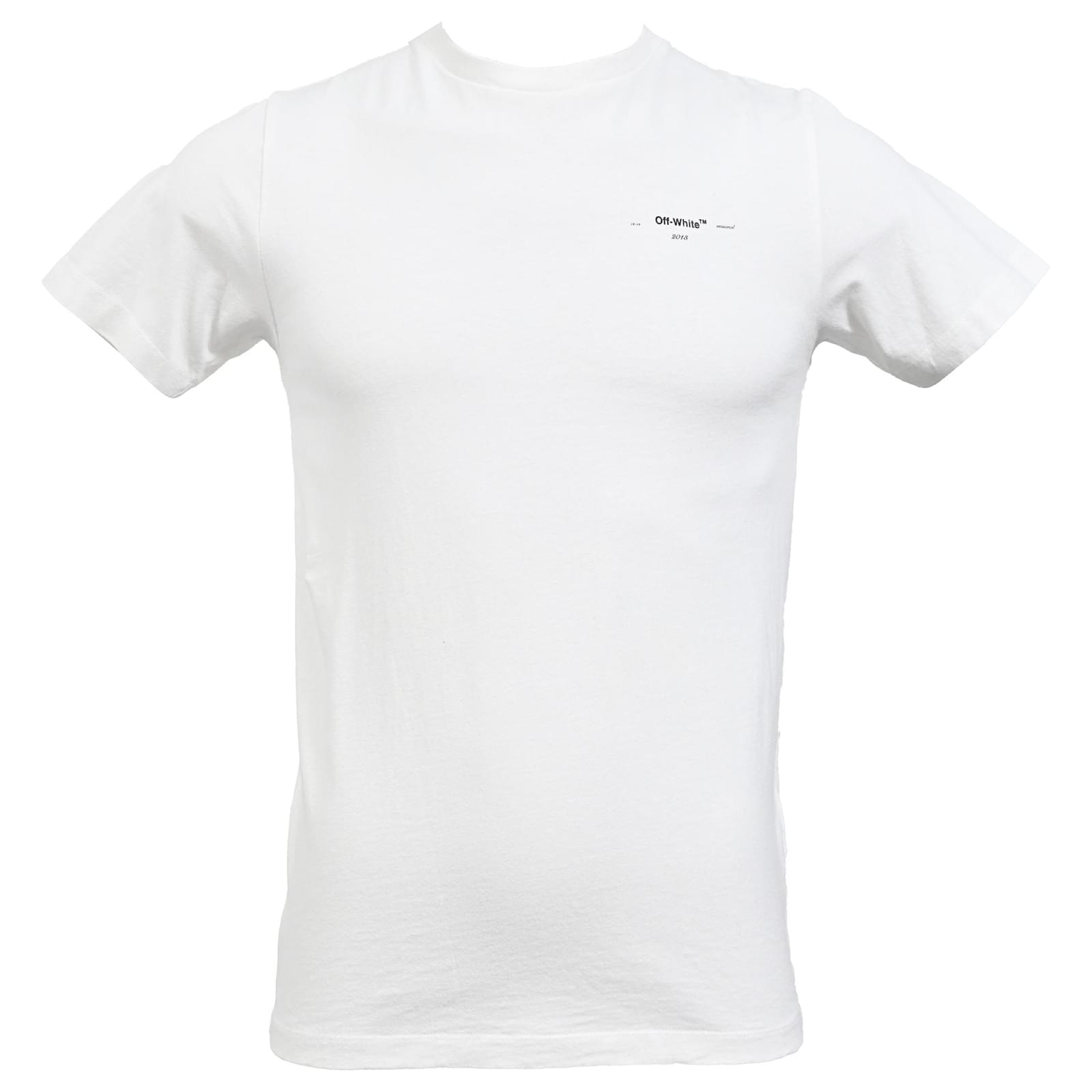 Off White Off-White Logo Detail T-shirt in White Cotton Cream ref