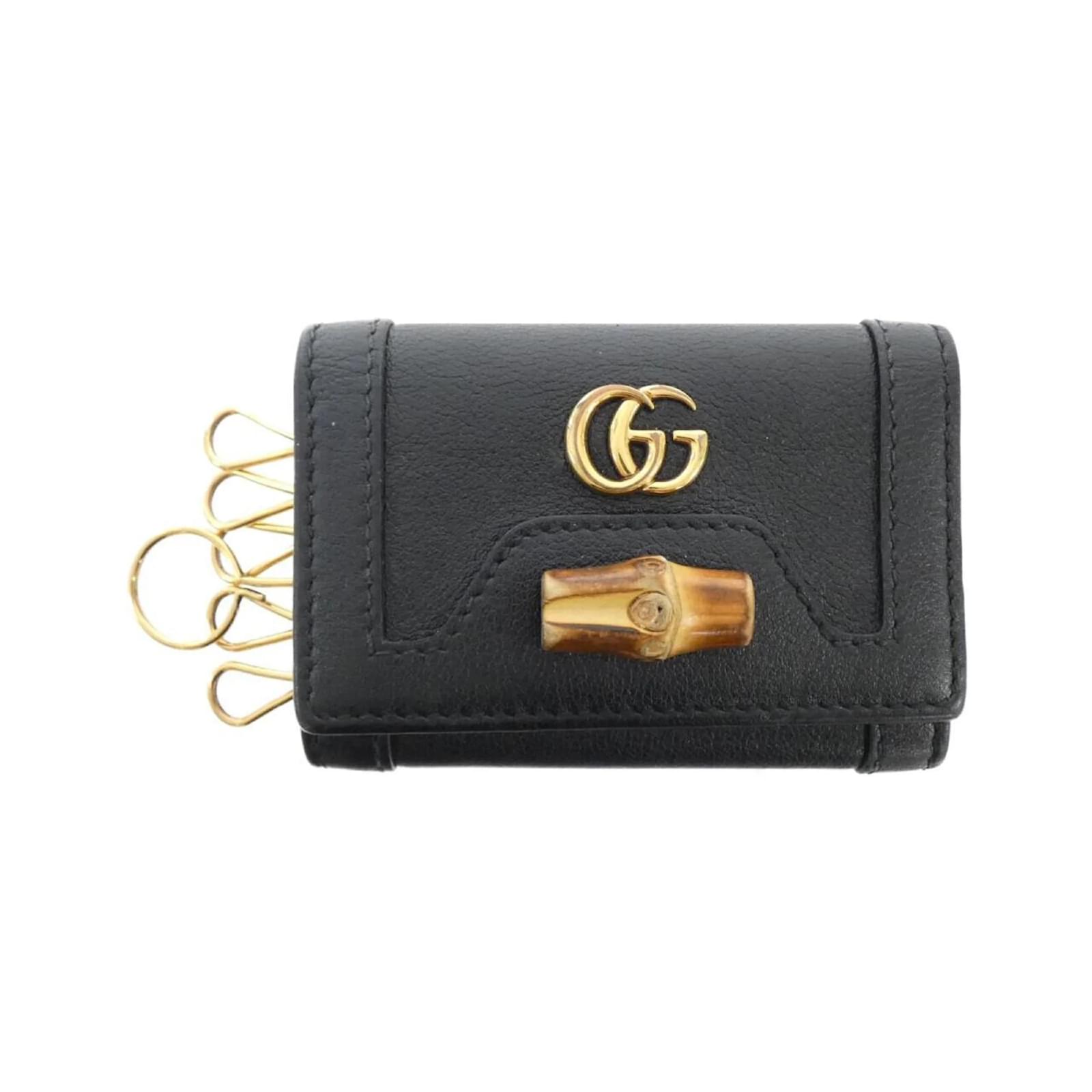 Gucci 658636 17Q0T Key Case Black Leather ref.2004273 - Joli Closet