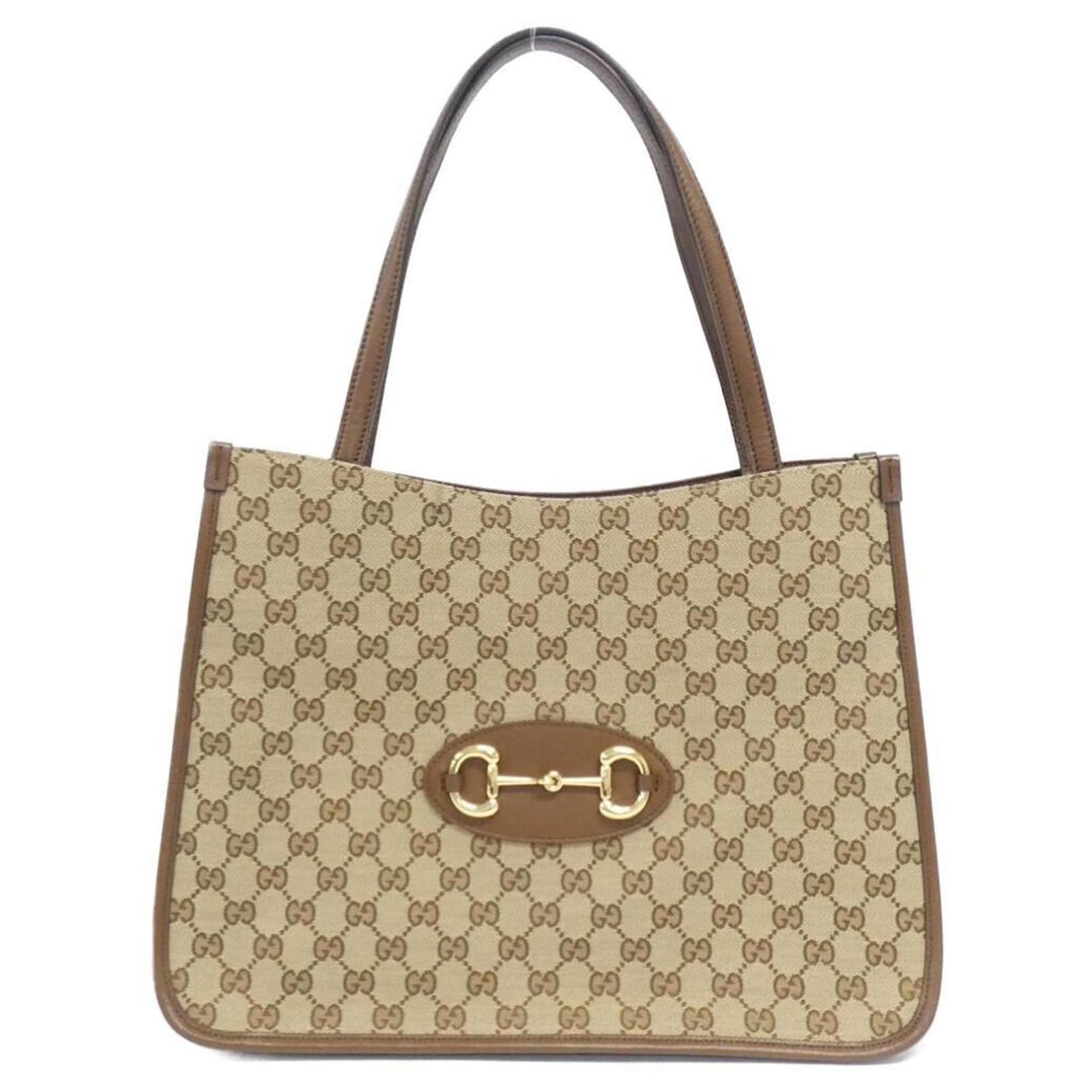 HORSEBIT 1955 HANDBAG 22 BROWN CANVAS AND WHITE CALFSKIN main image 1