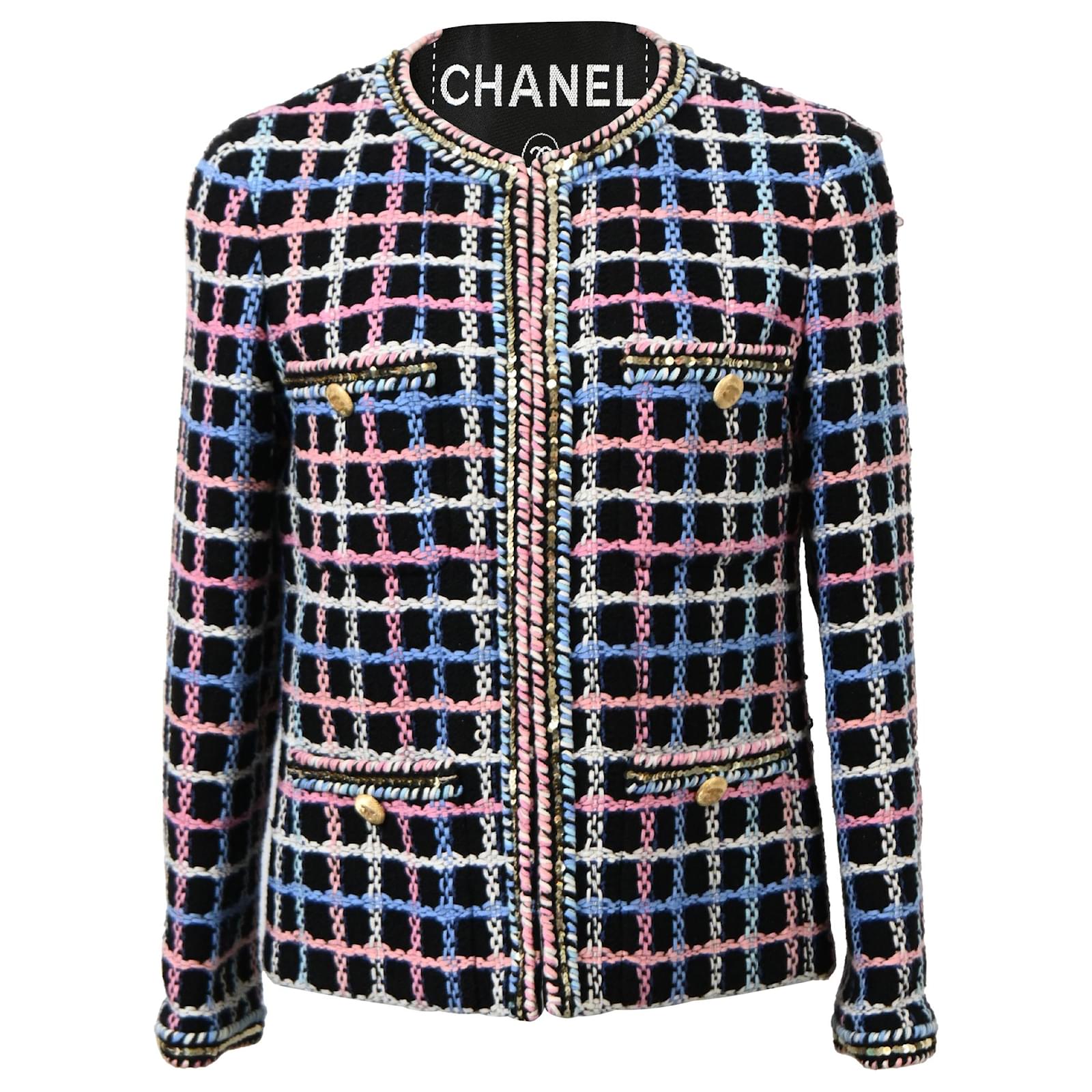 Chanel 2022 Printed Evening Tweed Jacket in Multicolor Cotton