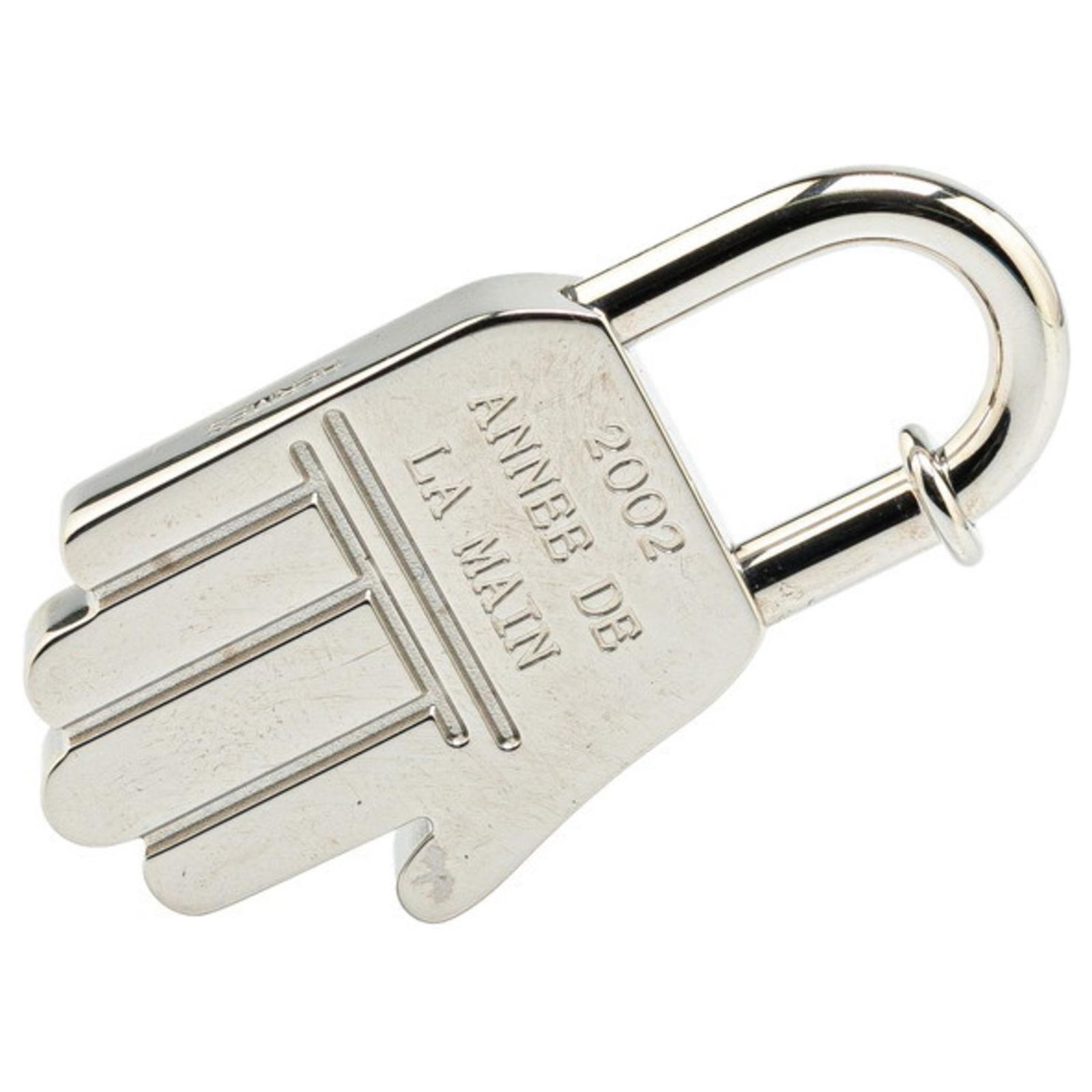 Porte-clés HERMÈS Cadenas 2002 - Breloque Motif Main - Couleur Or - Occasion Très Bon état - Sans Boîte