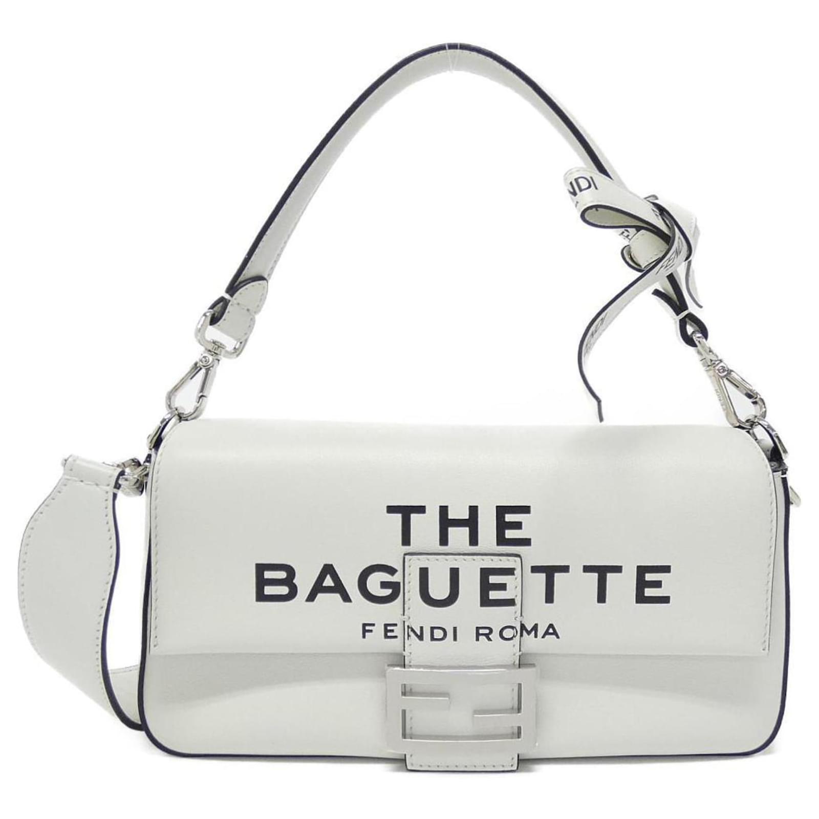 【FENDI】BAGUETTE SHOULDER BAG Fendi Baguette 8BR600 AMWZ Shoulder Bag White Cream Leather