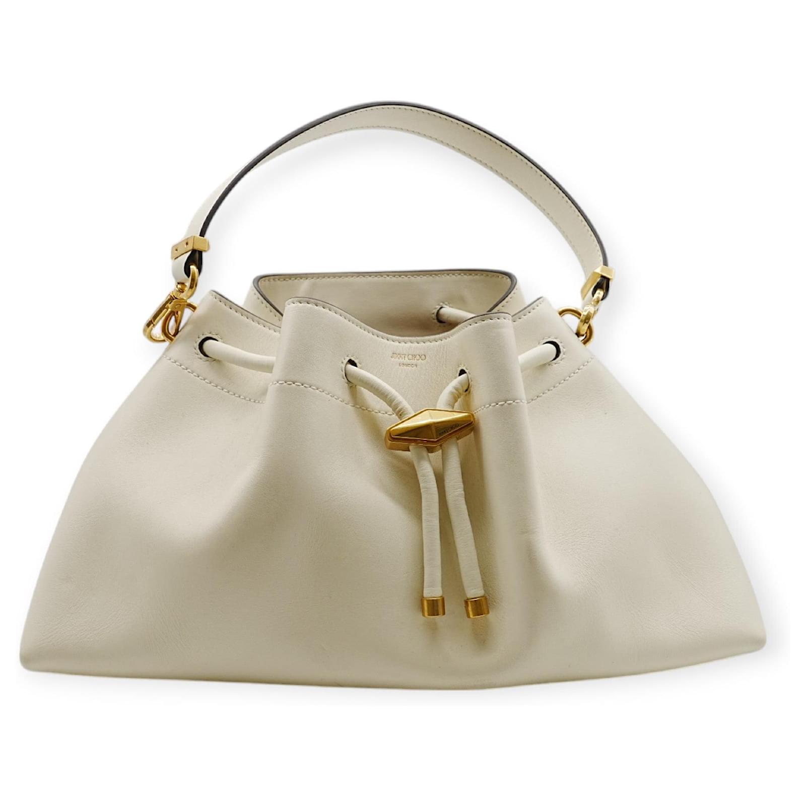 Jimmy Choo Cinch Bucket Bag White Leather Joli Closet