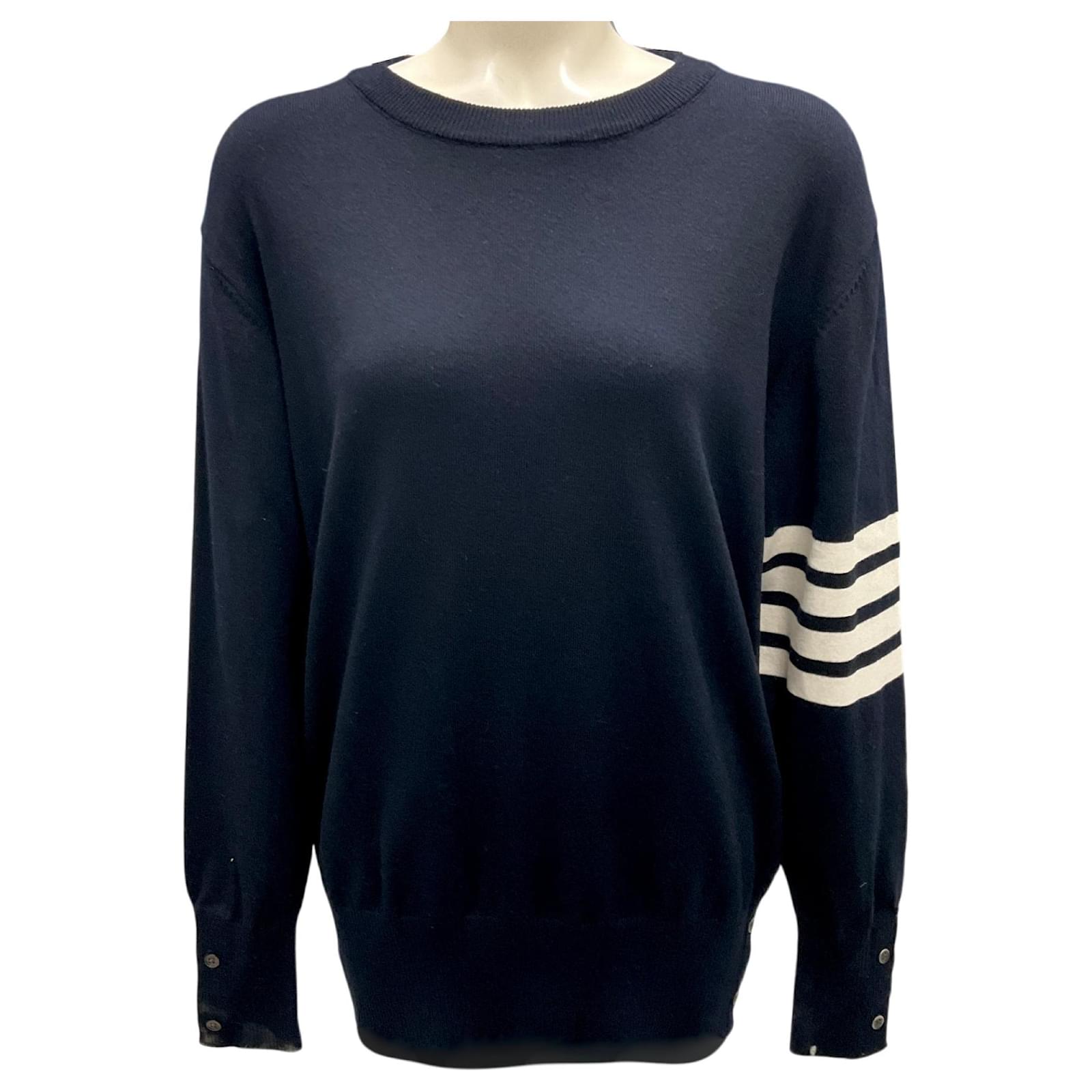 トップス Thom Browne Sweaters Blue THOM BROWNE Long sleeve Polo Sweater BLUE | Base Blu