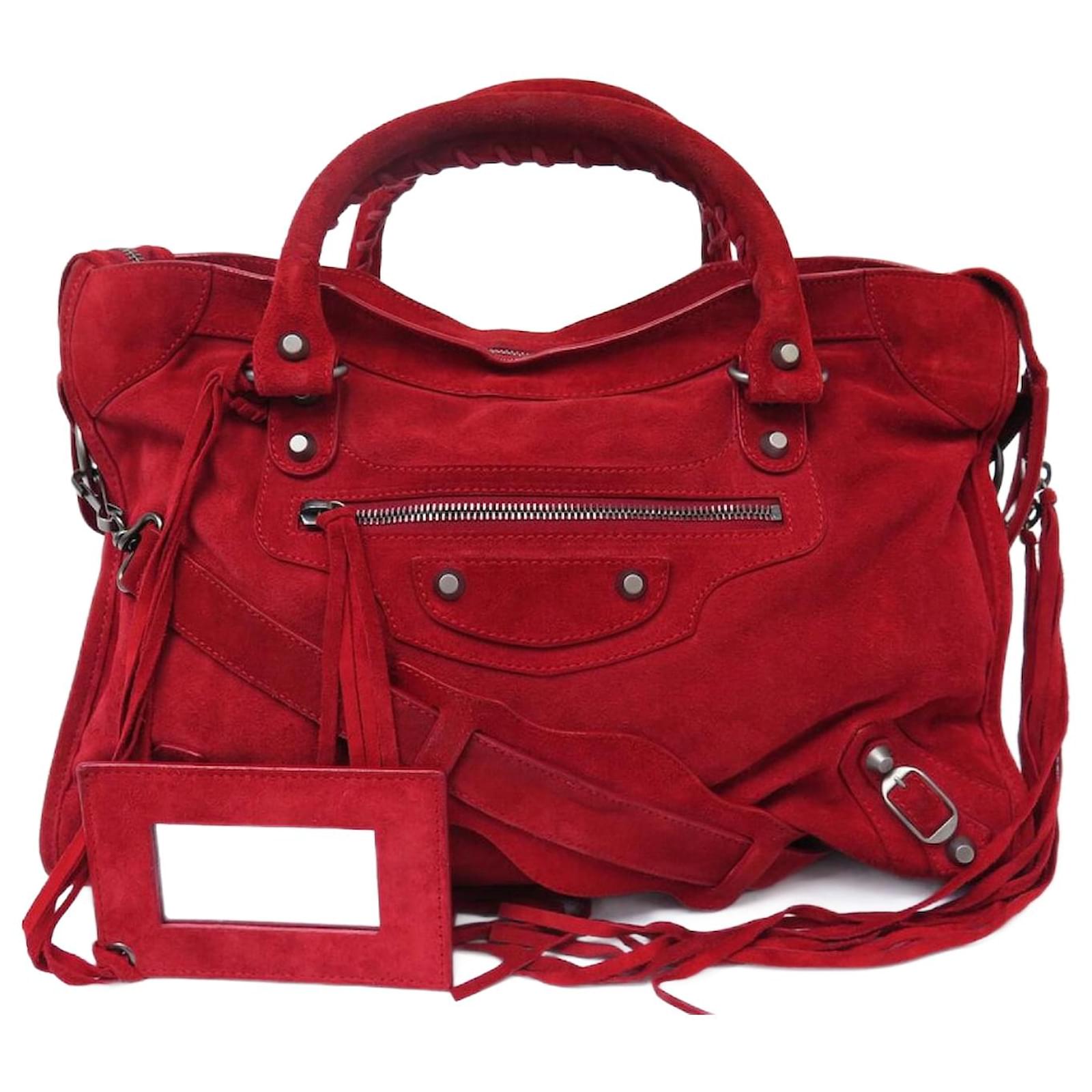 BALENCIAGA CLASSIC CITY MEDIUM 115748 RED SUEDE HAND BAG ref