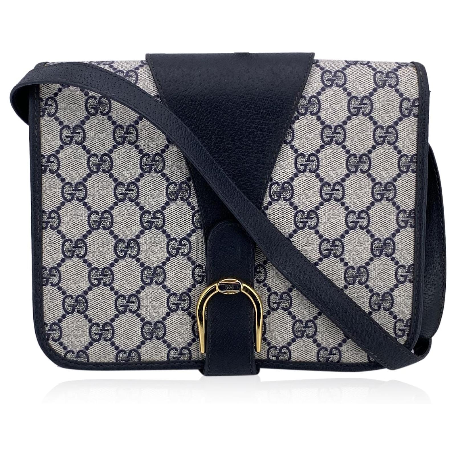 OPHIDIA POUCH 26 IN DARK BLUE MONOGRAM CANVAS AND BLACK LAMBSKIN TRIM