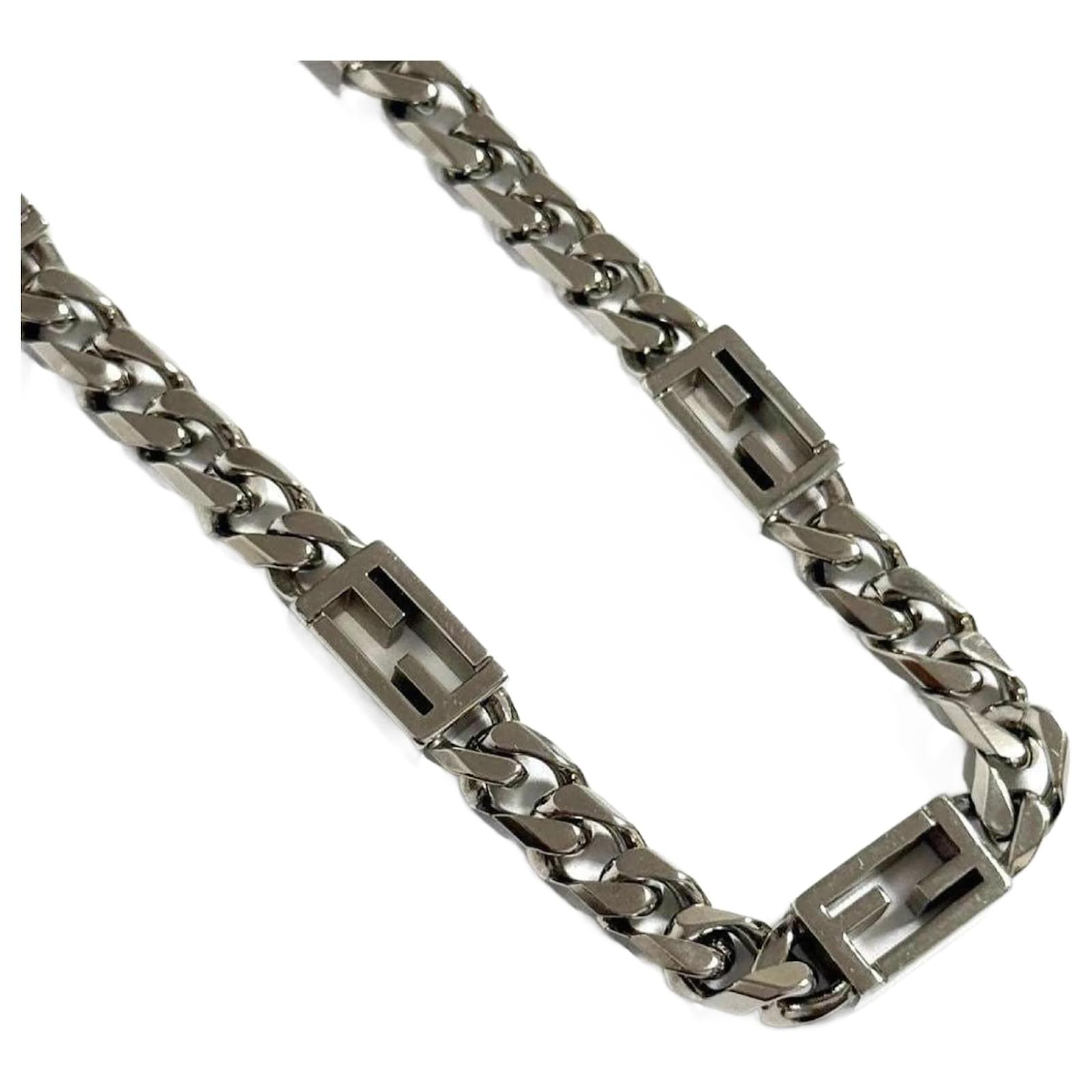 Fendi Baguette Necklace Silver Mens Fendi Chain Mens Fendi