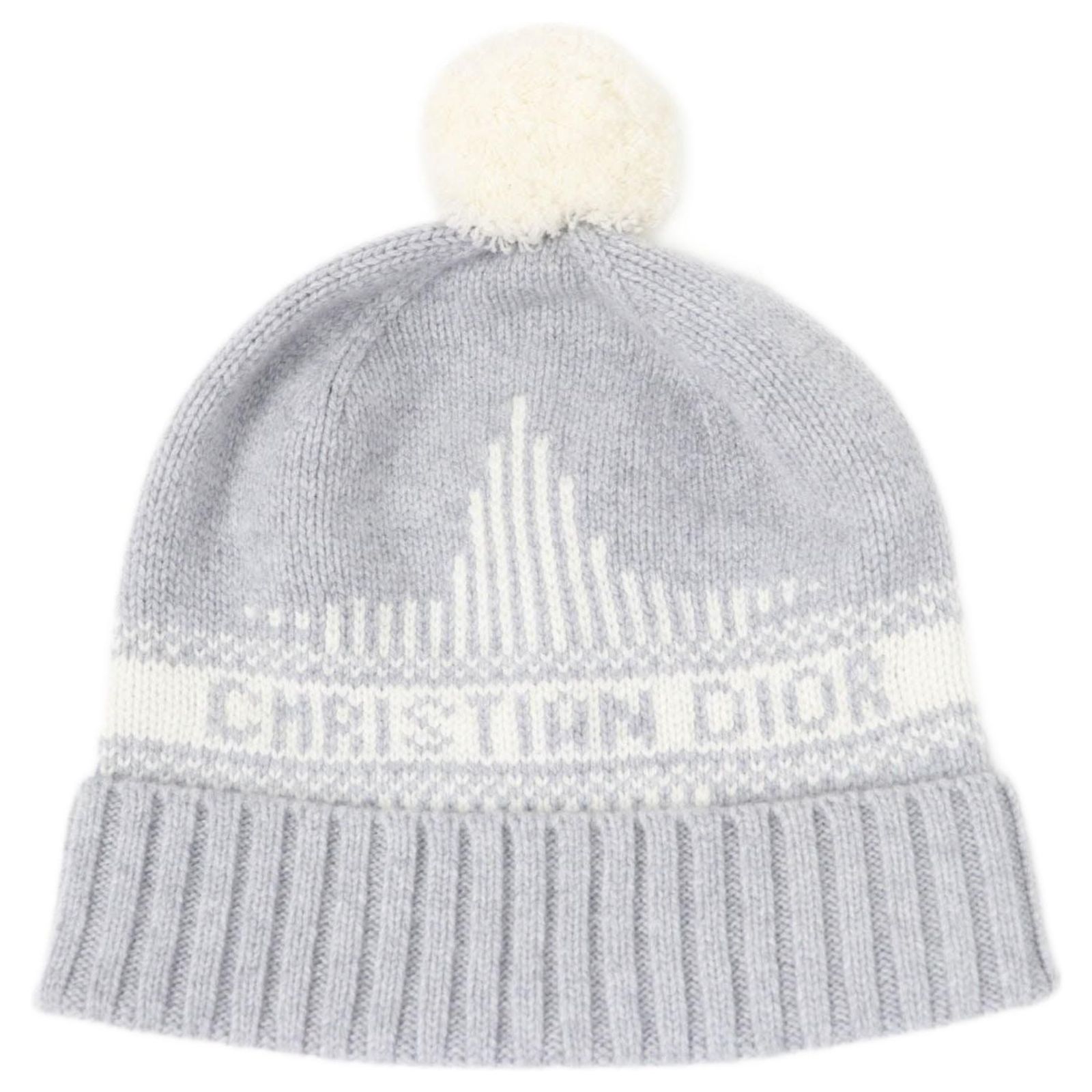 Christian Dior Dior Wool Cashmere Knit Hat with Logo Grey 