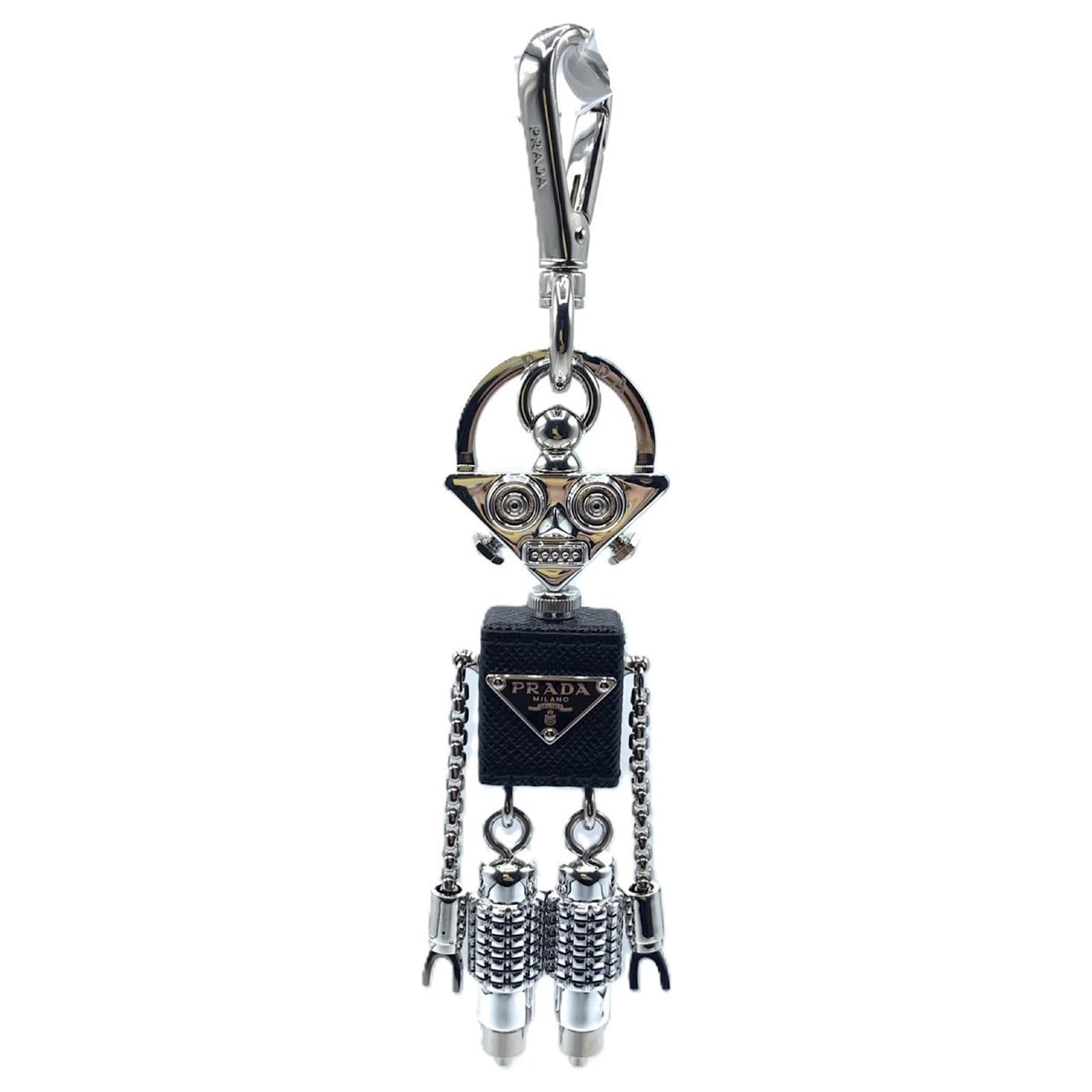 Prada Robot Charm Keychain Black Silvery ref.2022508 - Joli