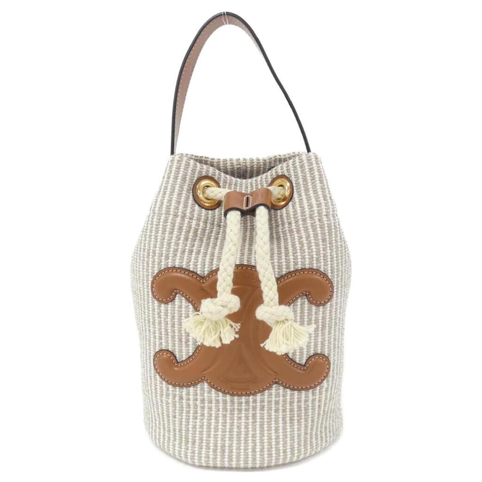ハンドバッグ CELINE TEEN DRAWSTRING BAG BEIGE Céline Celine Teen Drawstring Handbag Beige Leather Cloth