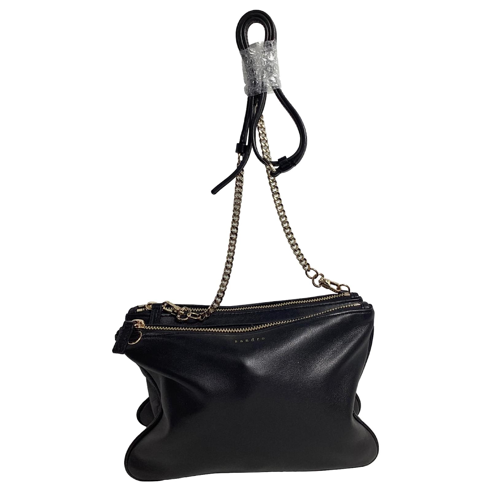 Sandro Addict Crossbody Bag in Black Leather ref.2027634