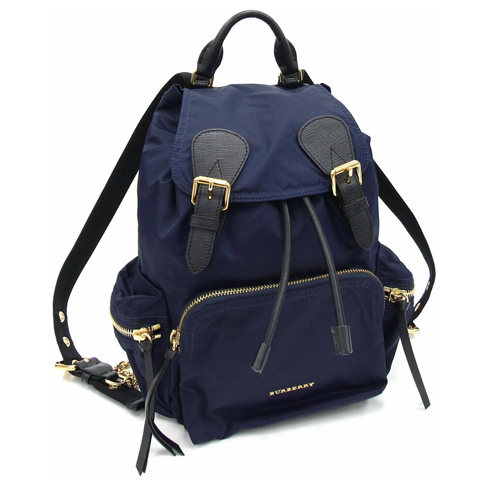 Burberry Nylon and Leather Backpack Black Navy blue ref.2027715