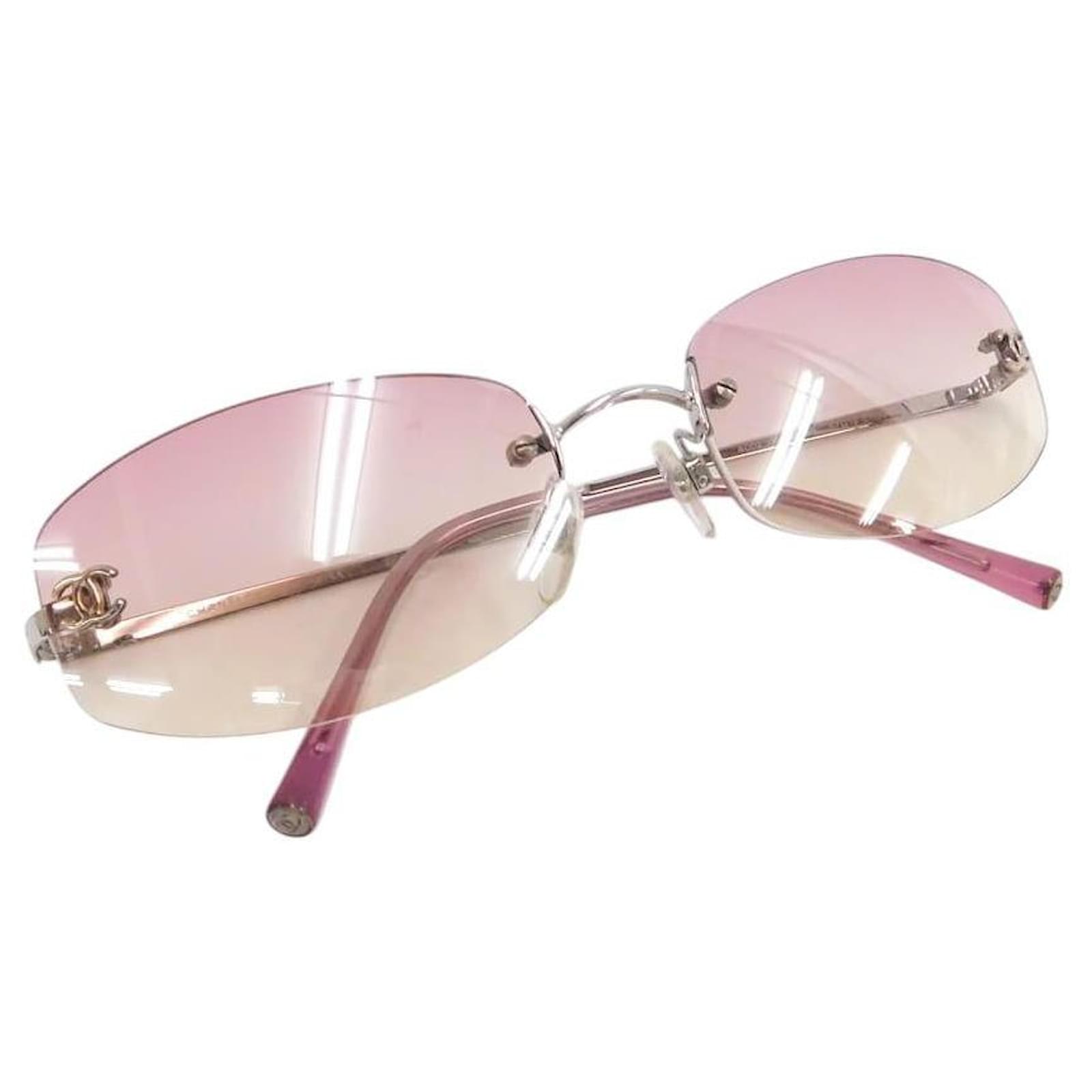 Chanel Pink Tinted CC Logo Rimless Sunglasses 4002 Metal