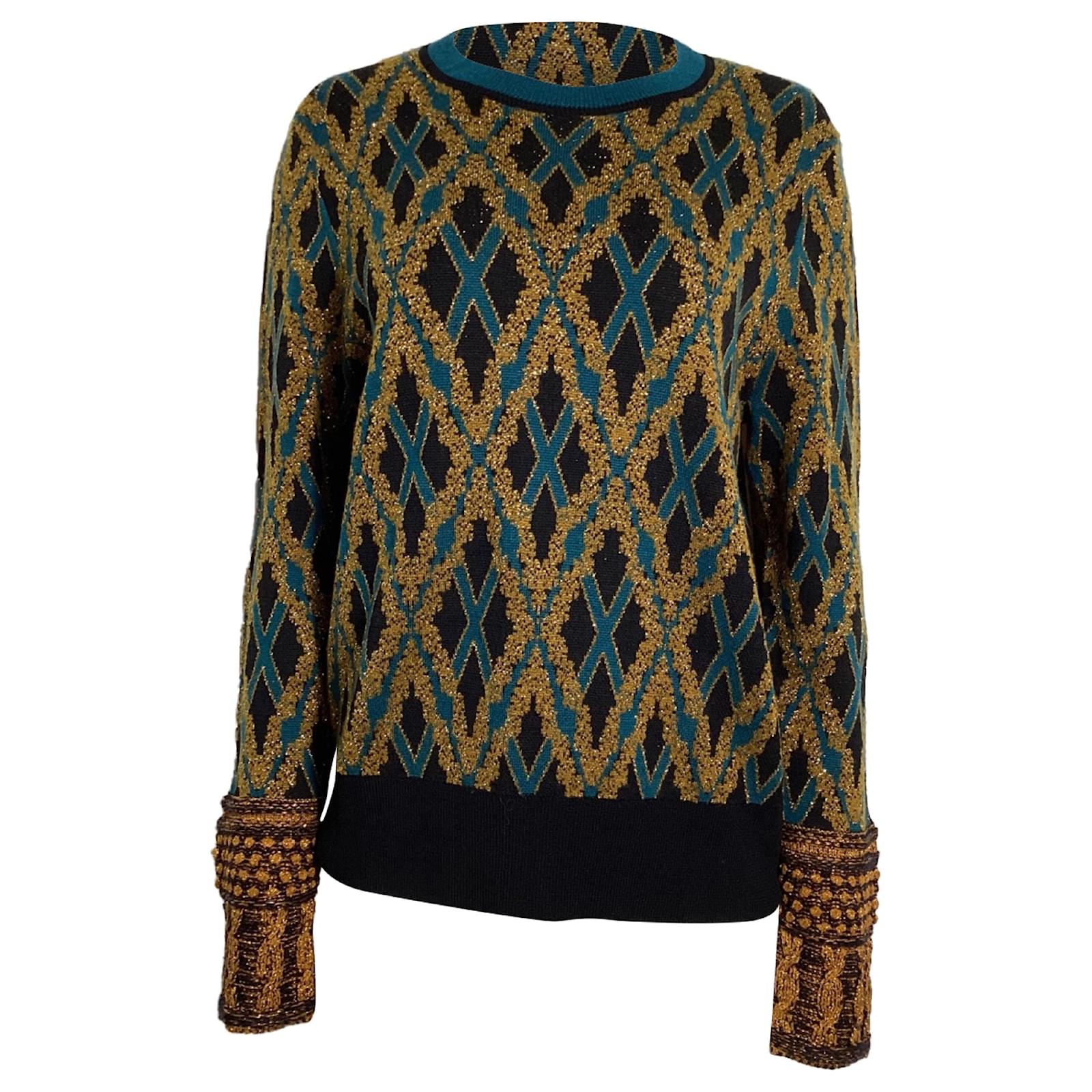 Dries Van Noten Metallic Patterned Sweater in Multicolor