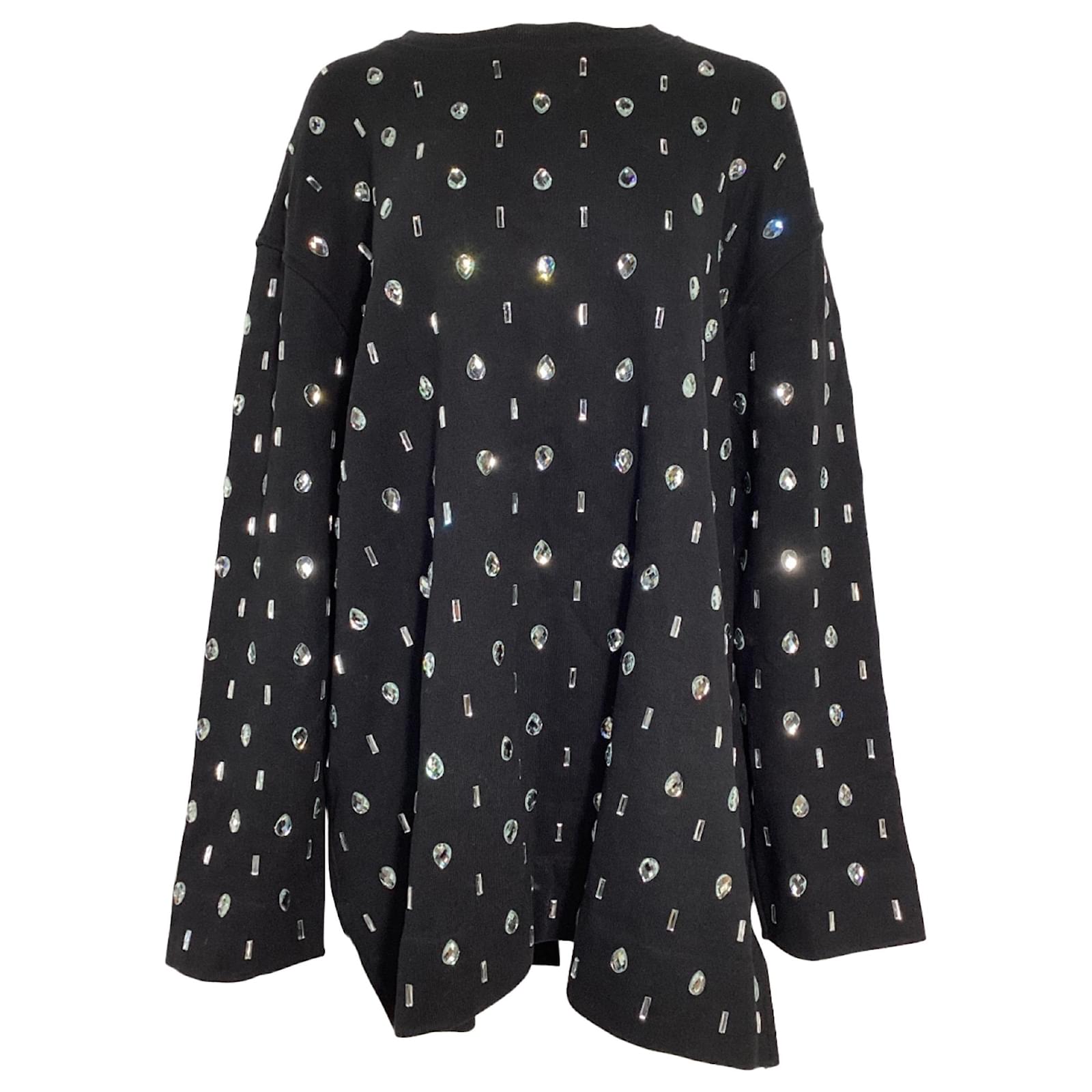 Dries Van Noten Crystal Embellished Sweater in Black Cotton ref