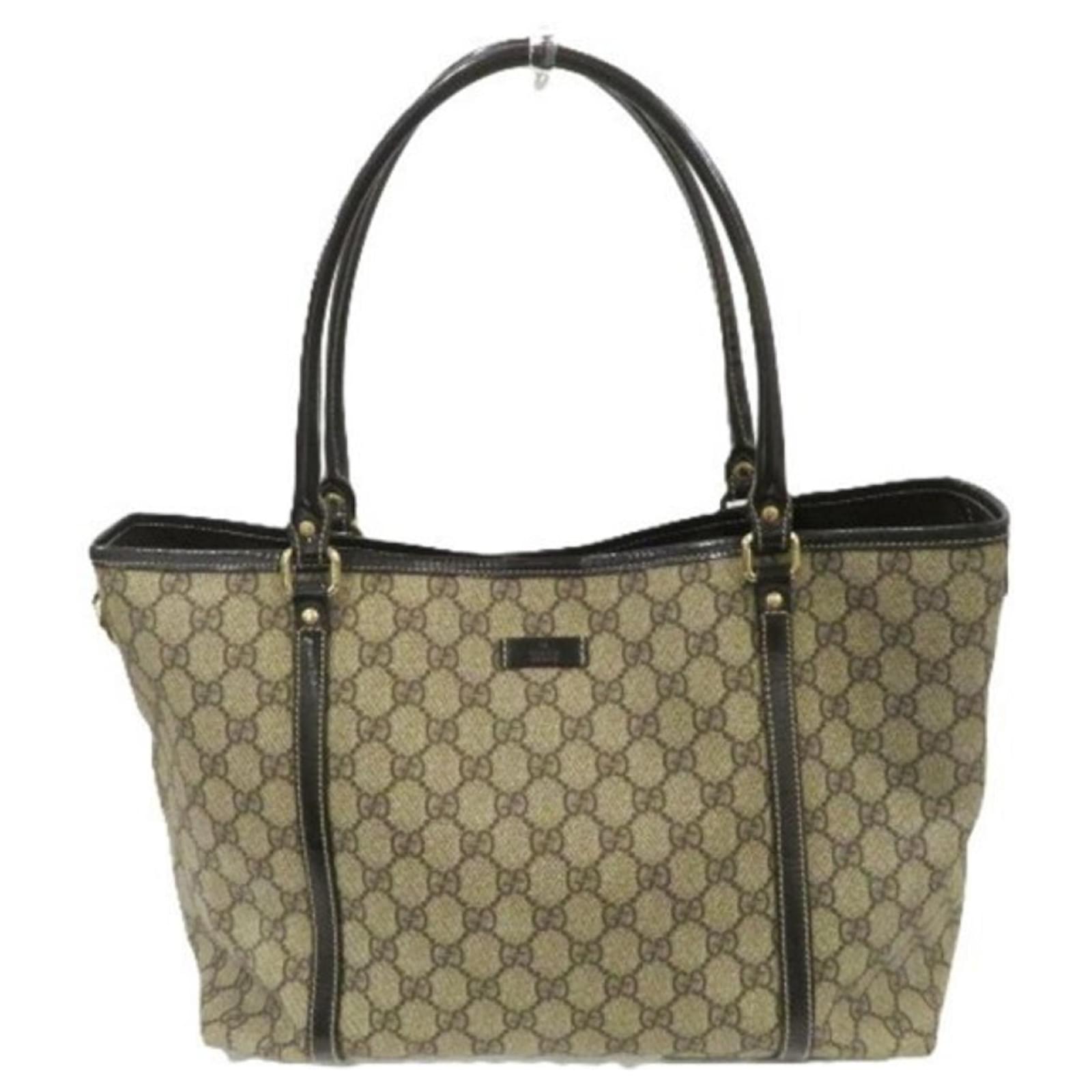 グッチ　バッグ Gucci GG Supreme 197953 Tote Bag Brown Leather Plastic ref