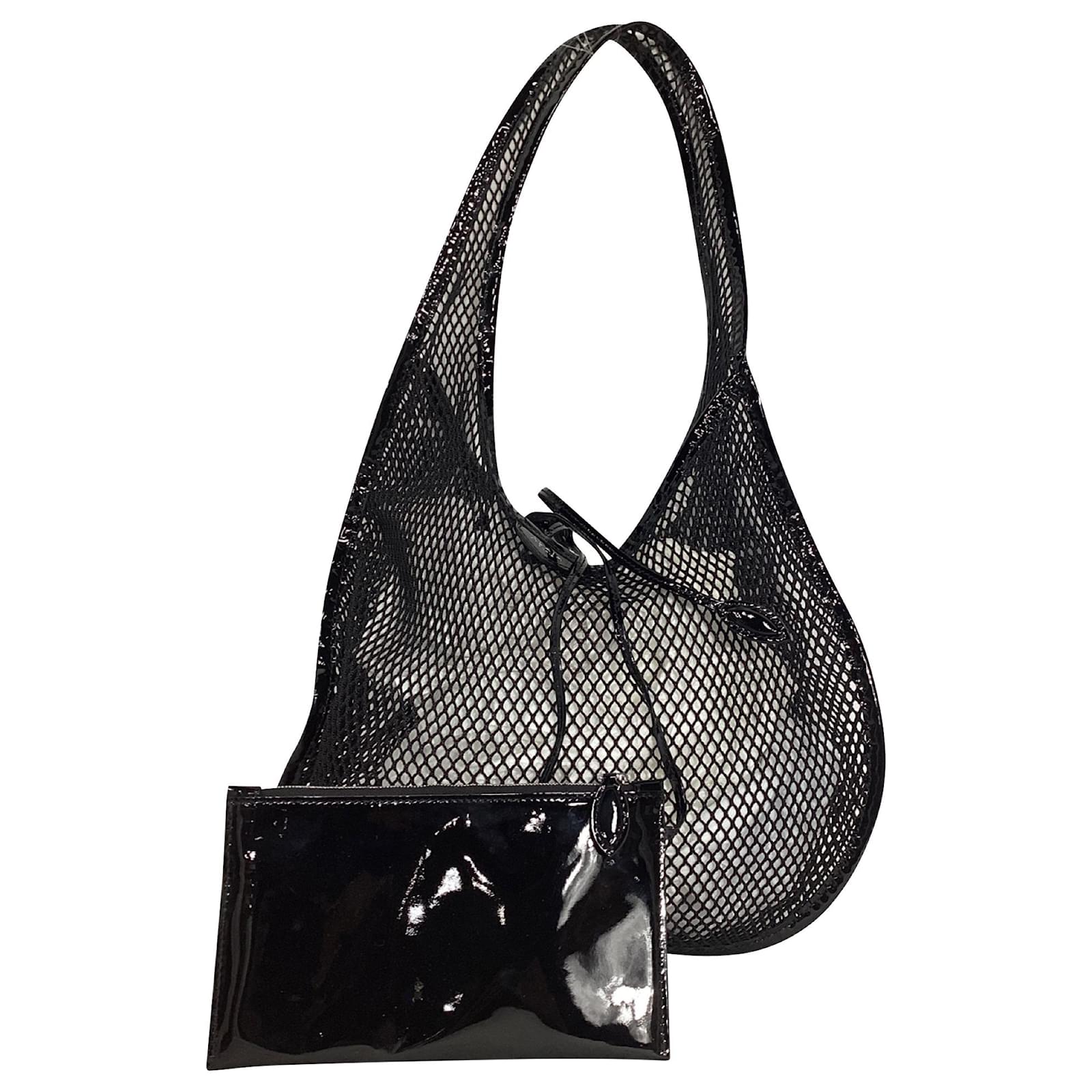 Alaïa Mesh Tote Bag in Black Patent Leather ref.2040845 Joli