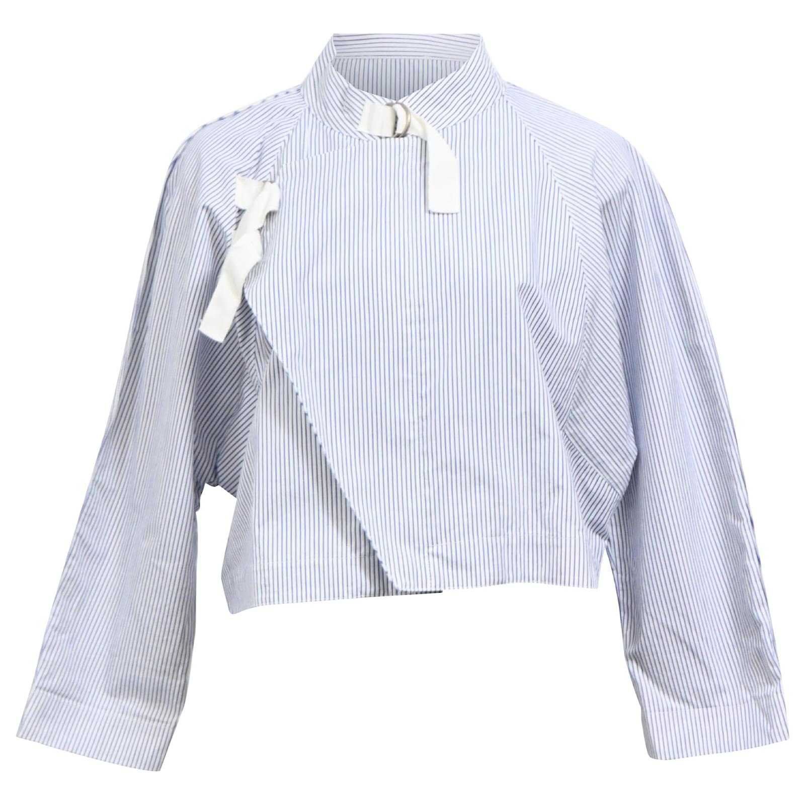 Sea New York Striped Blouse with Buckle in Light Blue Cotton ref