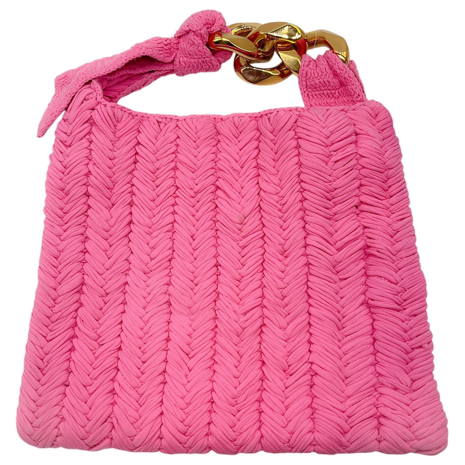 JW Anderson rosa kleine Ketten-Hobo-Stricktasche Pink Leinwand ref