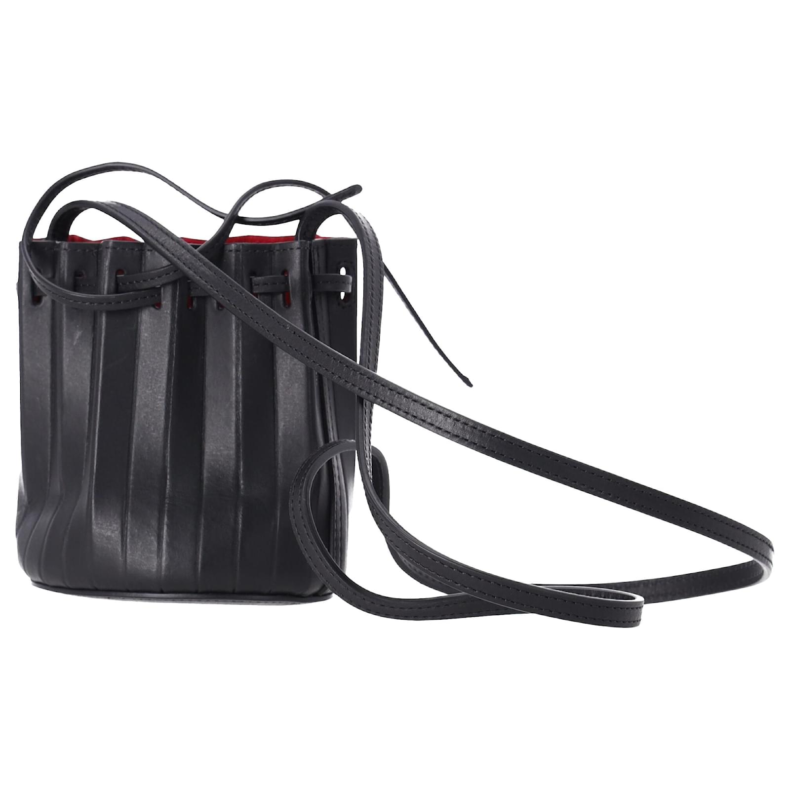 Mansur Gavriel Mini Pleated Bucket Bag in Black Lamb Leather ref