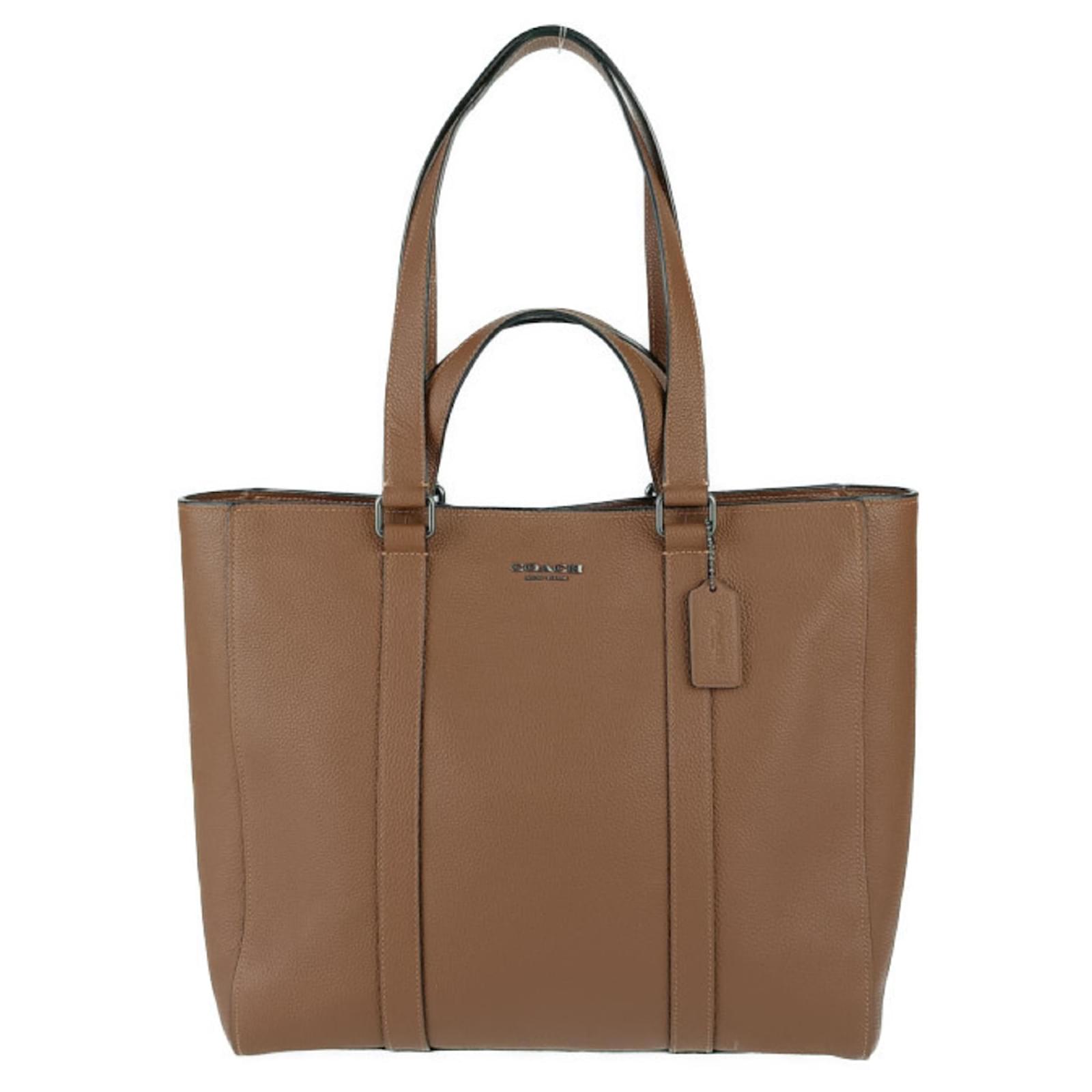 COACH Hudson Double Handle Tote Bag Brown Leather