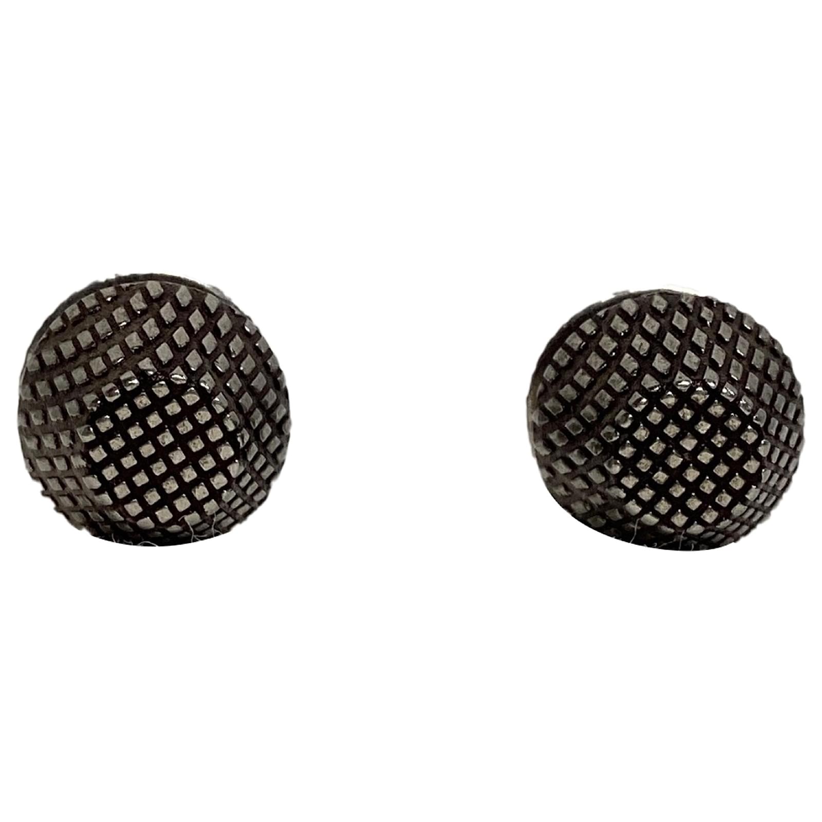 Balenciaga Cagole Stud Earrings in Silver Brass Grey Metal Gold