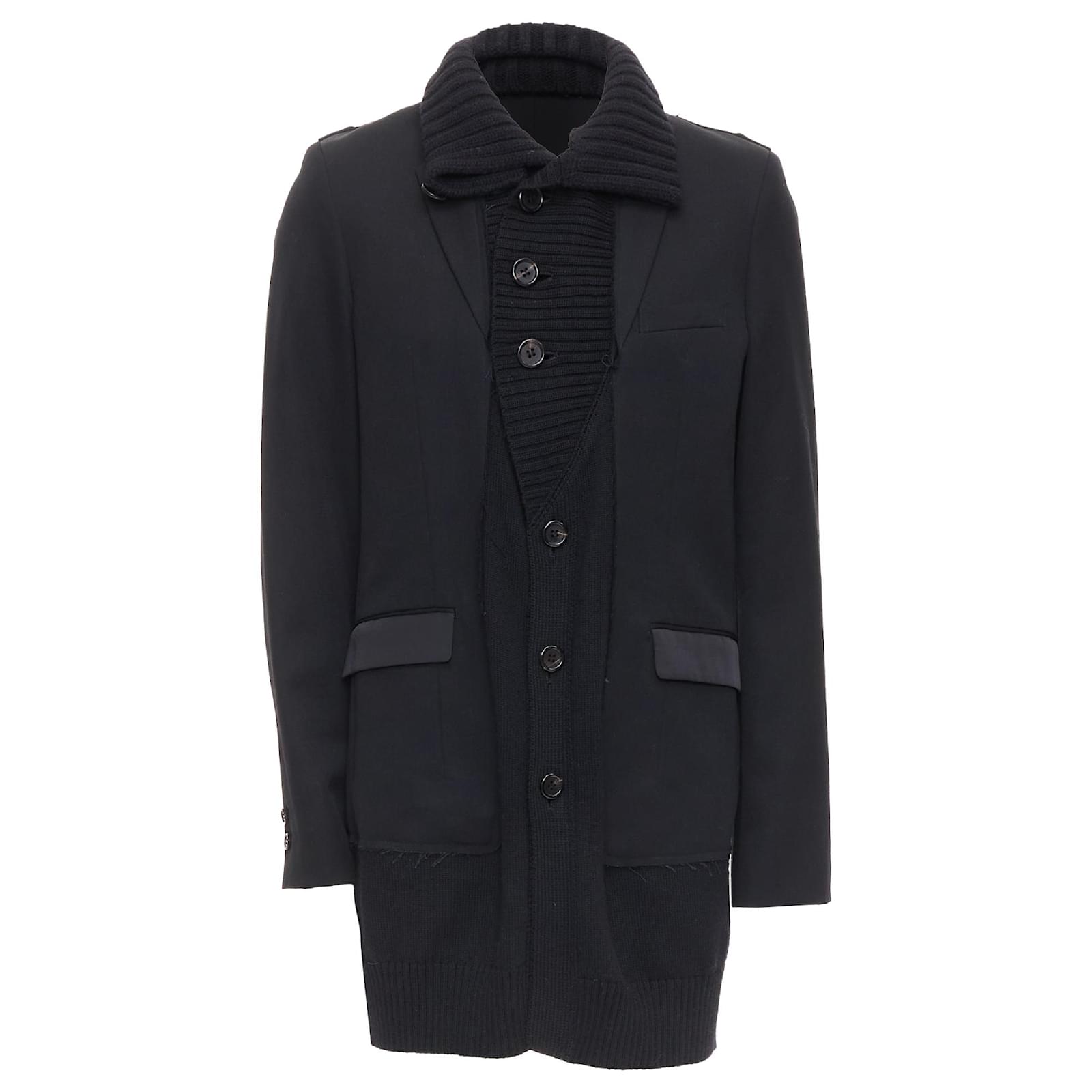 ジャケット・アウター Undercover 11AW Leather Wool Long Coat Undercover black wool alpaca rib trim layered long coat ref