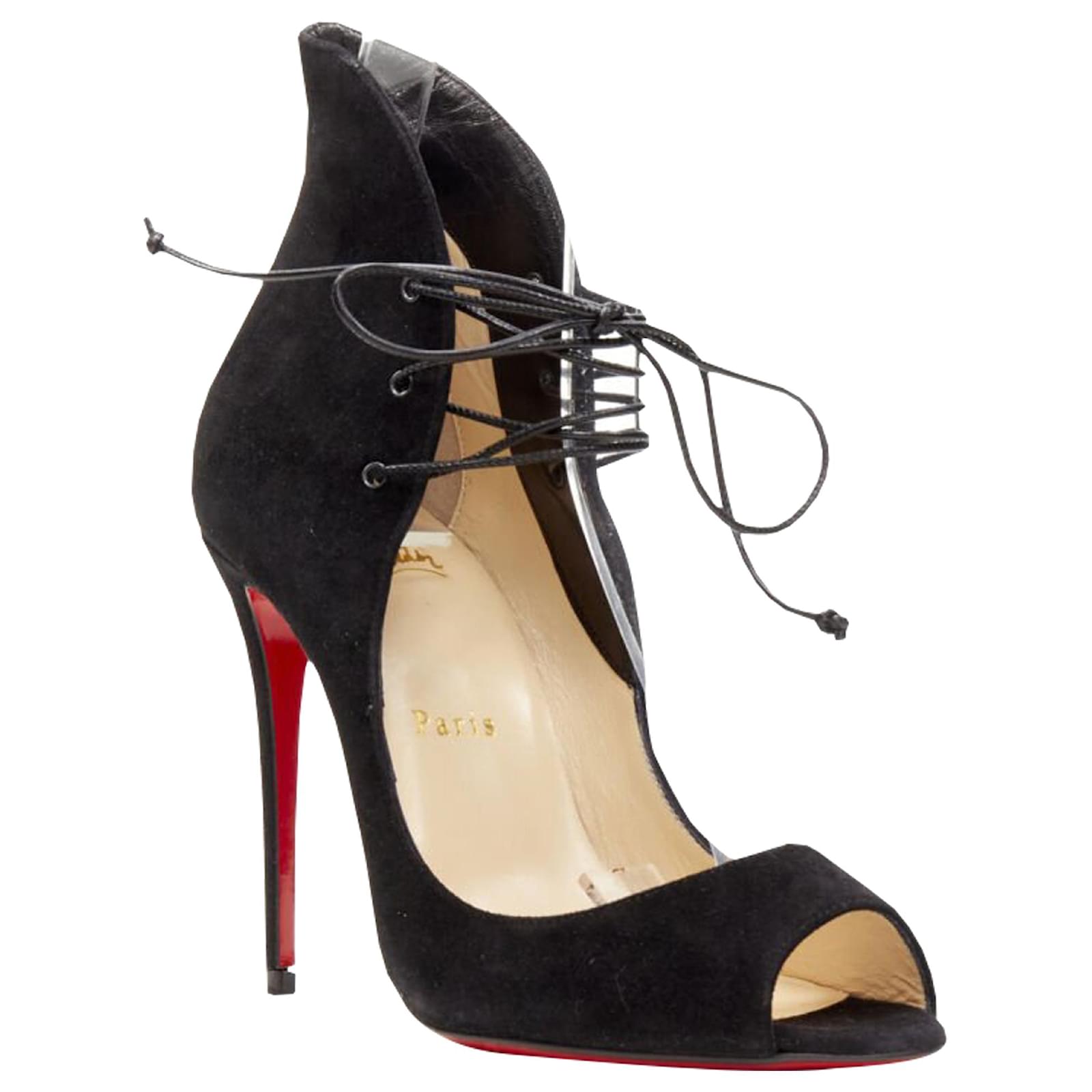 Christian Louboutin Megavamp en daim à lacets avec talon ouvert à
