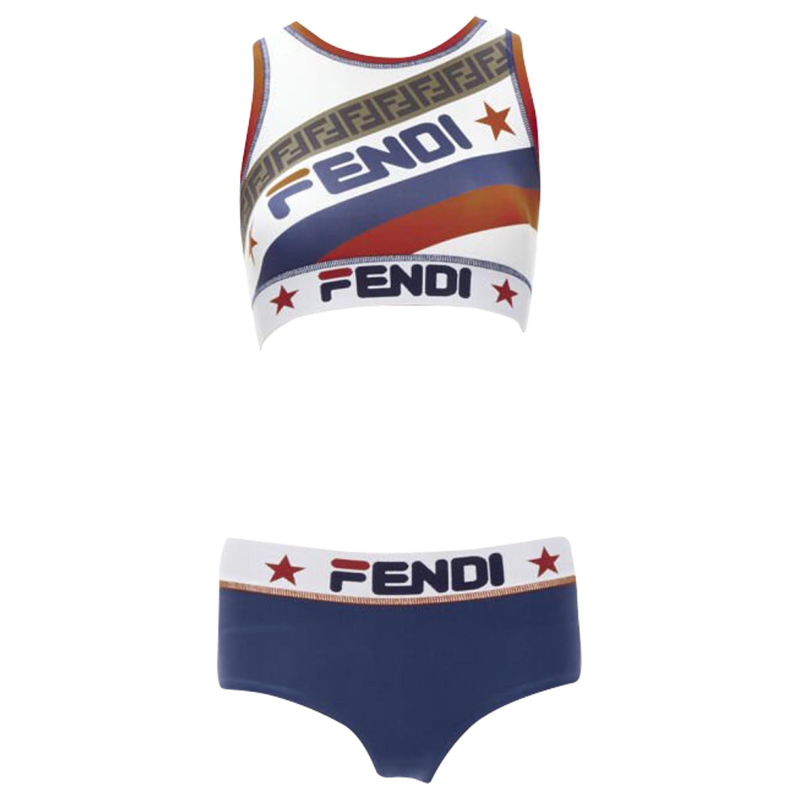Fendi FILA Mania Zucca logo print piece bikini set Blue Polyester