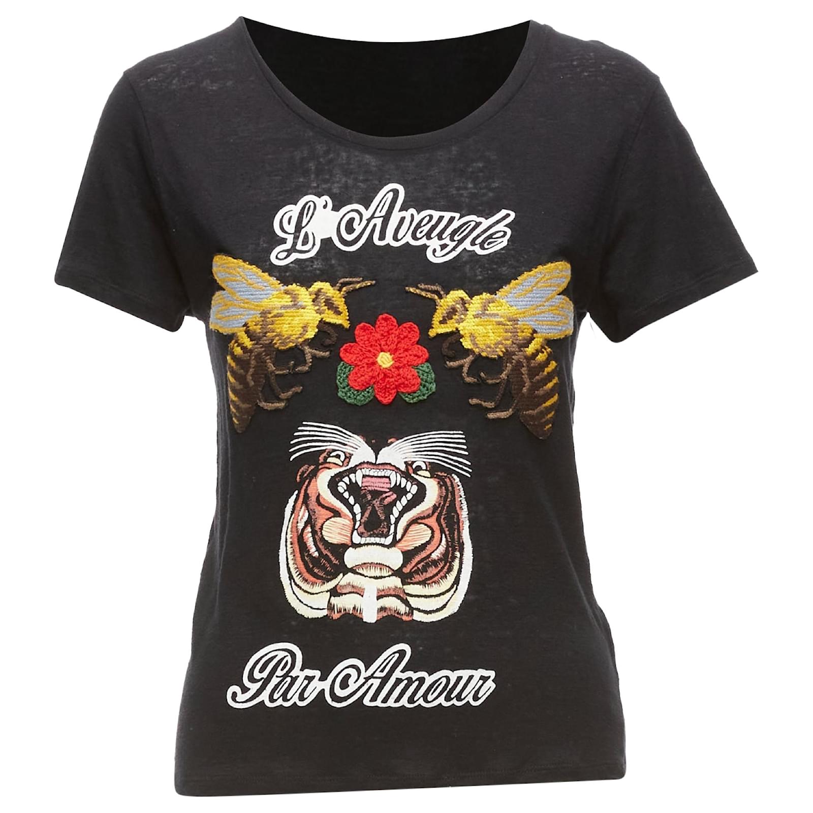 Gucci Tiger Camiseta Gucci Rosa Logo-embroidery T-shirt