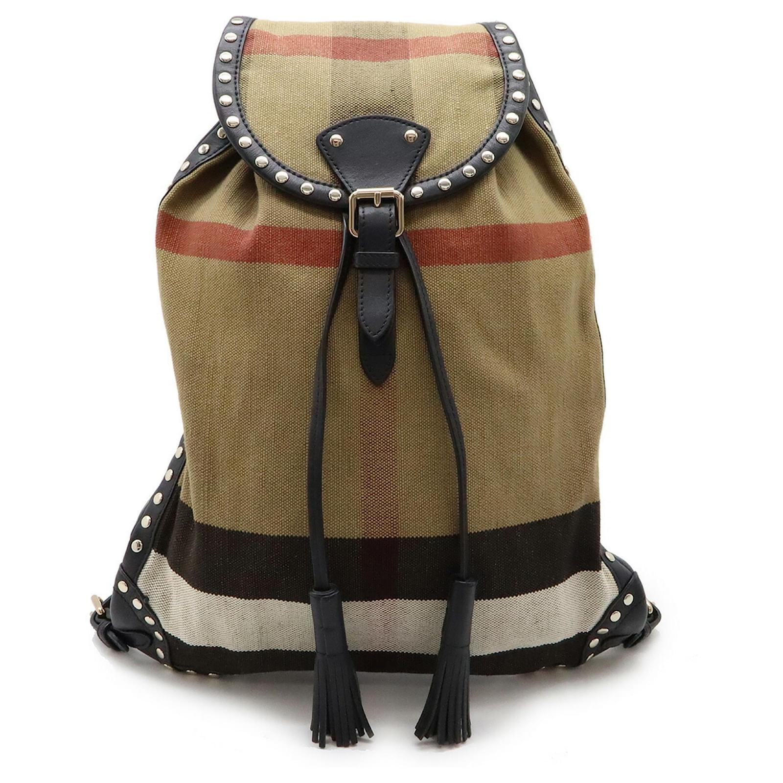 Burberry Nova Check Studded Rucksack Backpack Red Beige Dark brown ...