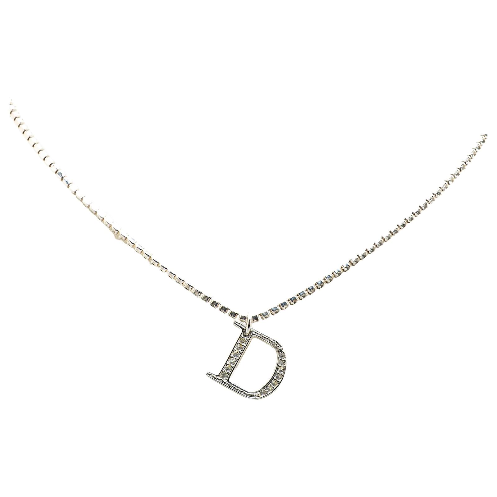 Dior D Logo Rhinestone Silver　Necklace s-l400.jpg