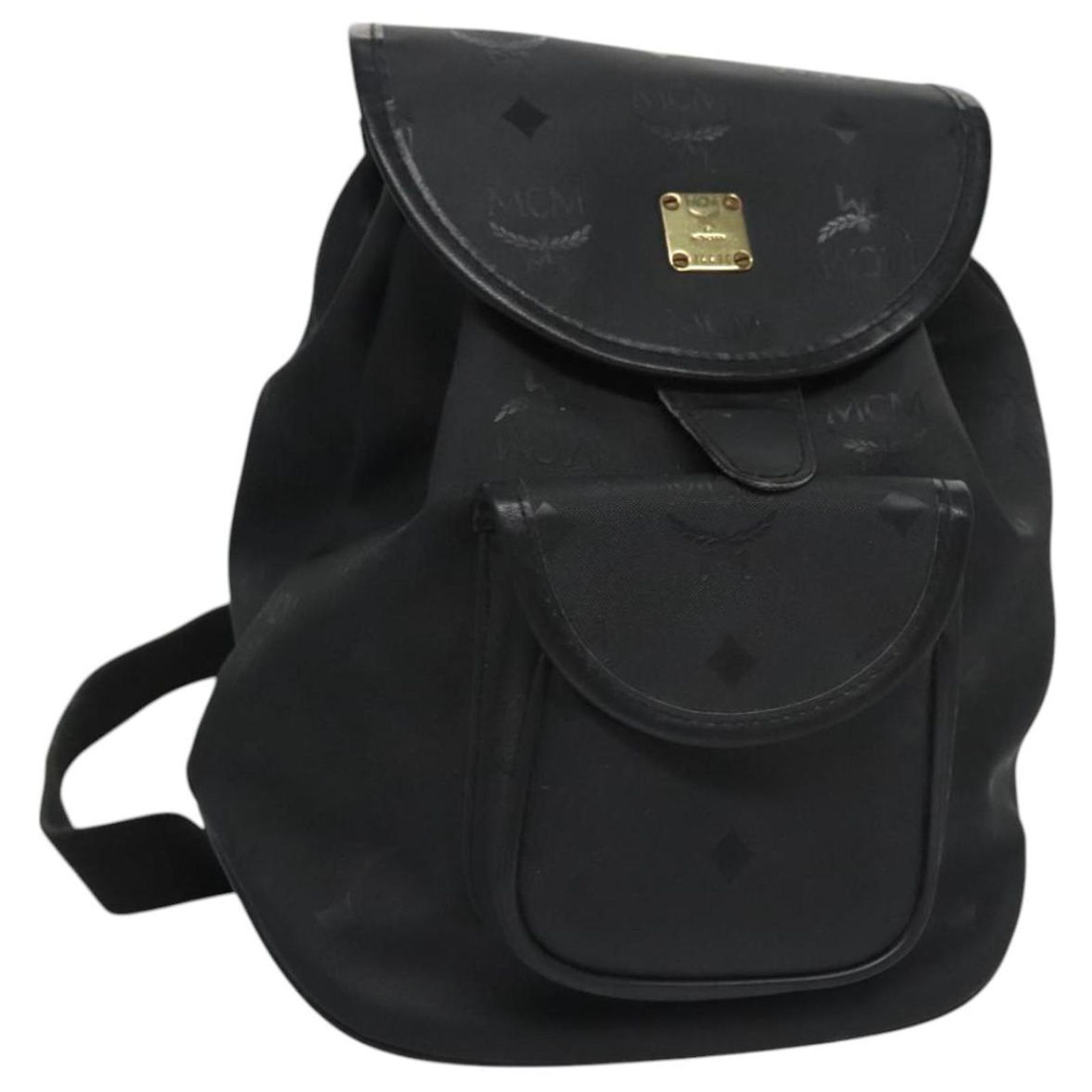Sac à Dos MCM Vicetos PVC Cuir Beige Et Or - Occasion Très Bon état - Dimensions 37x32x15 Cm - Fabriqué En Corée
