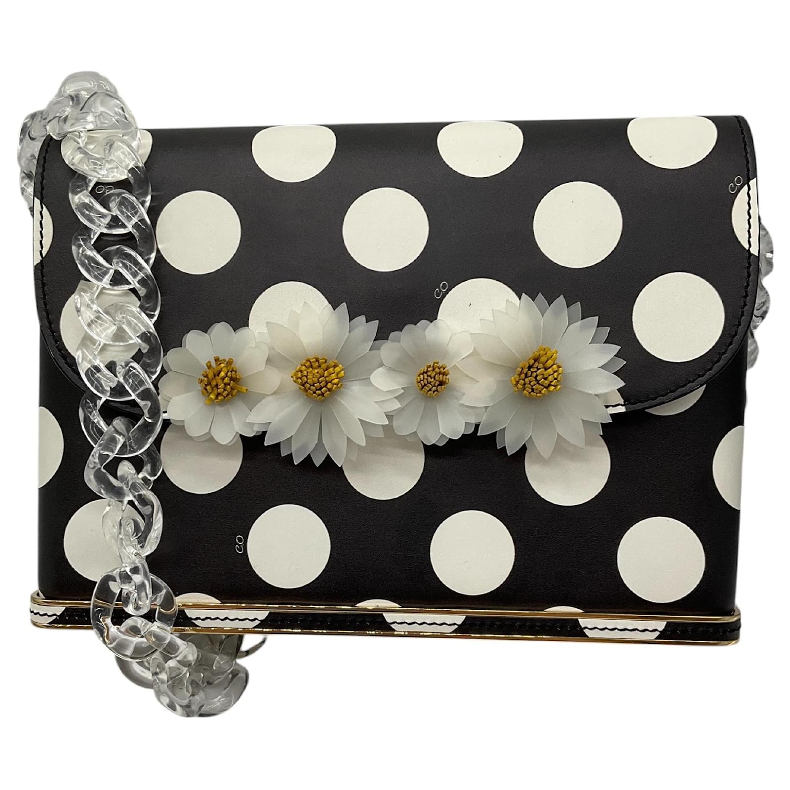 Charlotte Olympia Black White Polka Dot Shoulder Bag Leather ref