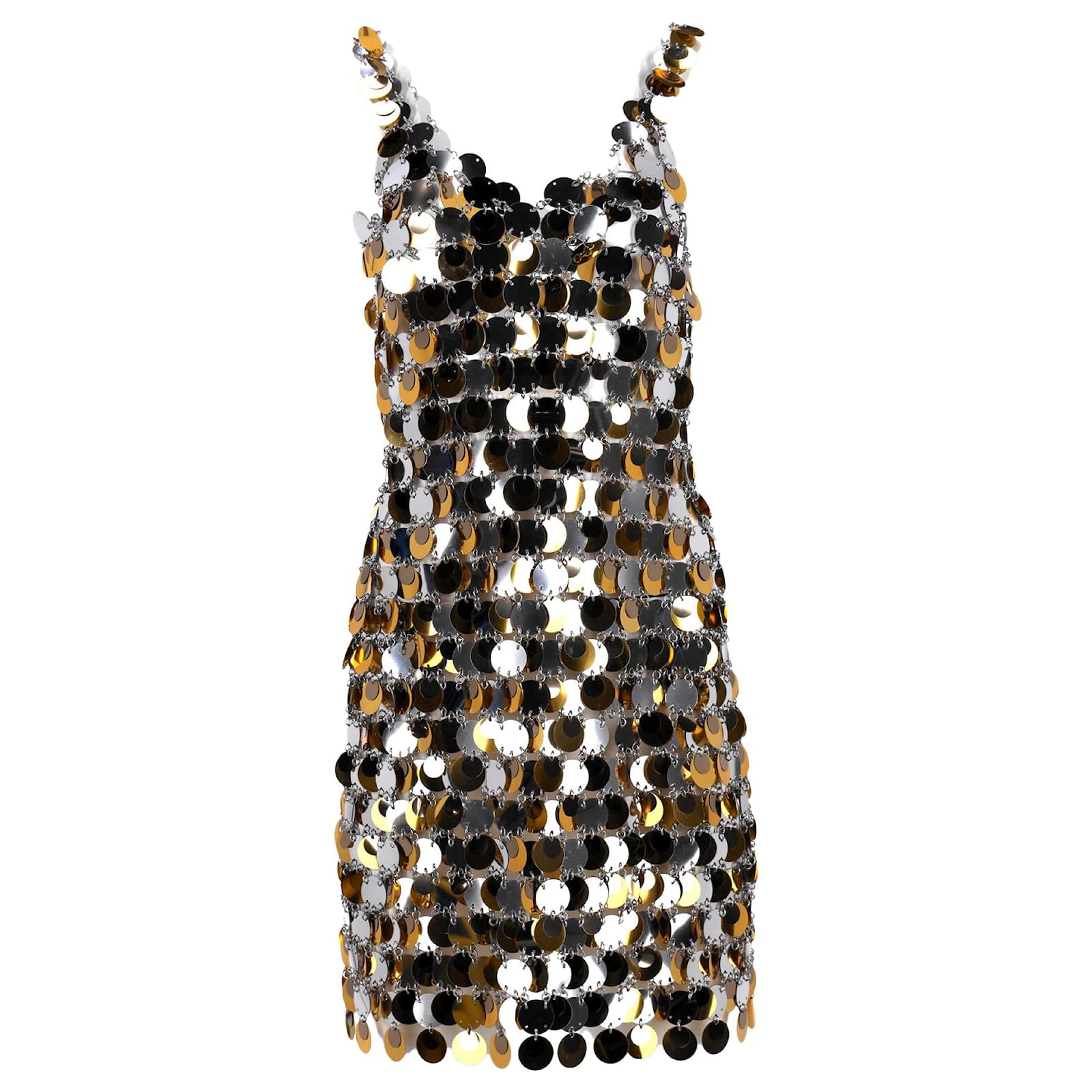 green emerald velvet dress The iconic gold Sparkle disc dress – Rabanne main image 1
