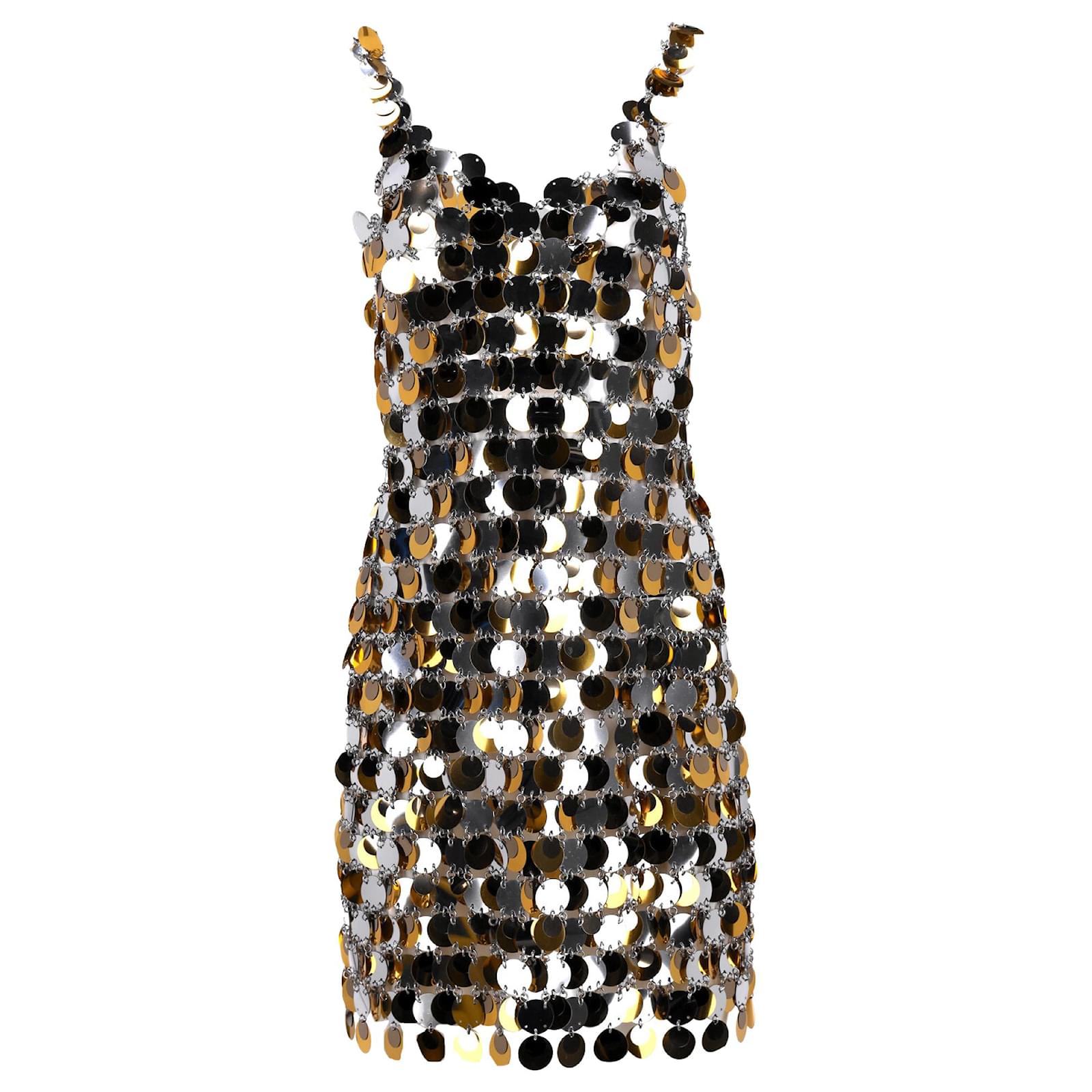 Paco Rabanne Gold and Silver sparkle discs Dress (Sold) - Joli Closet