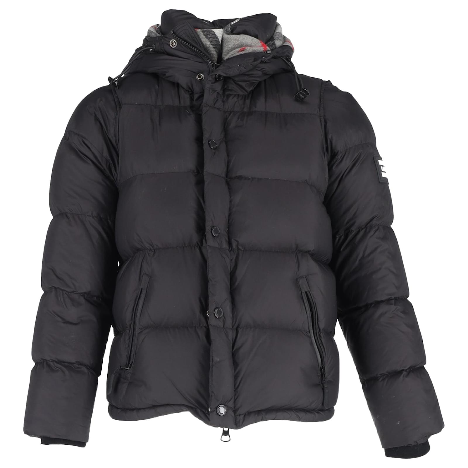 Polyamide Burberry Black Puffer Coat Burberry Logo-Appliqué