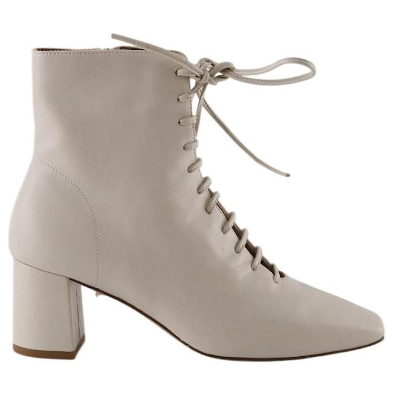 Lk Bennett White Leather Lace Up Boots Lk Bennett Cream Lace Up