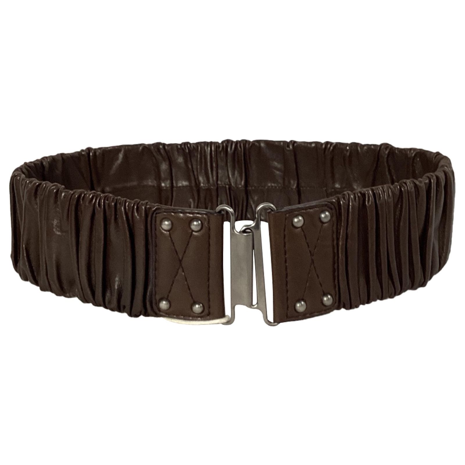 Miu Miu Ruched Waist Belt in Brown Leather ref.2081076  display picture 2