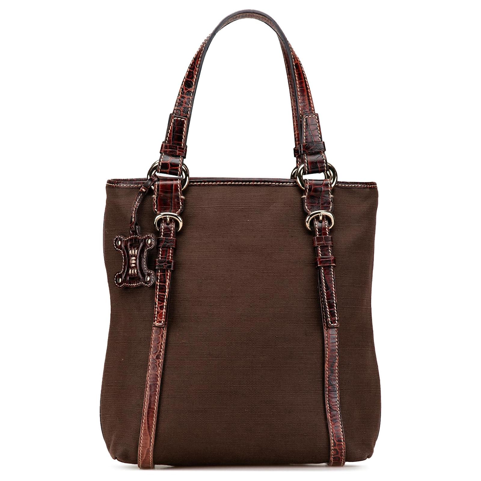 Cline Celine Brown Canvas Tote Dark brown Pony-style calfskin Cloth ...