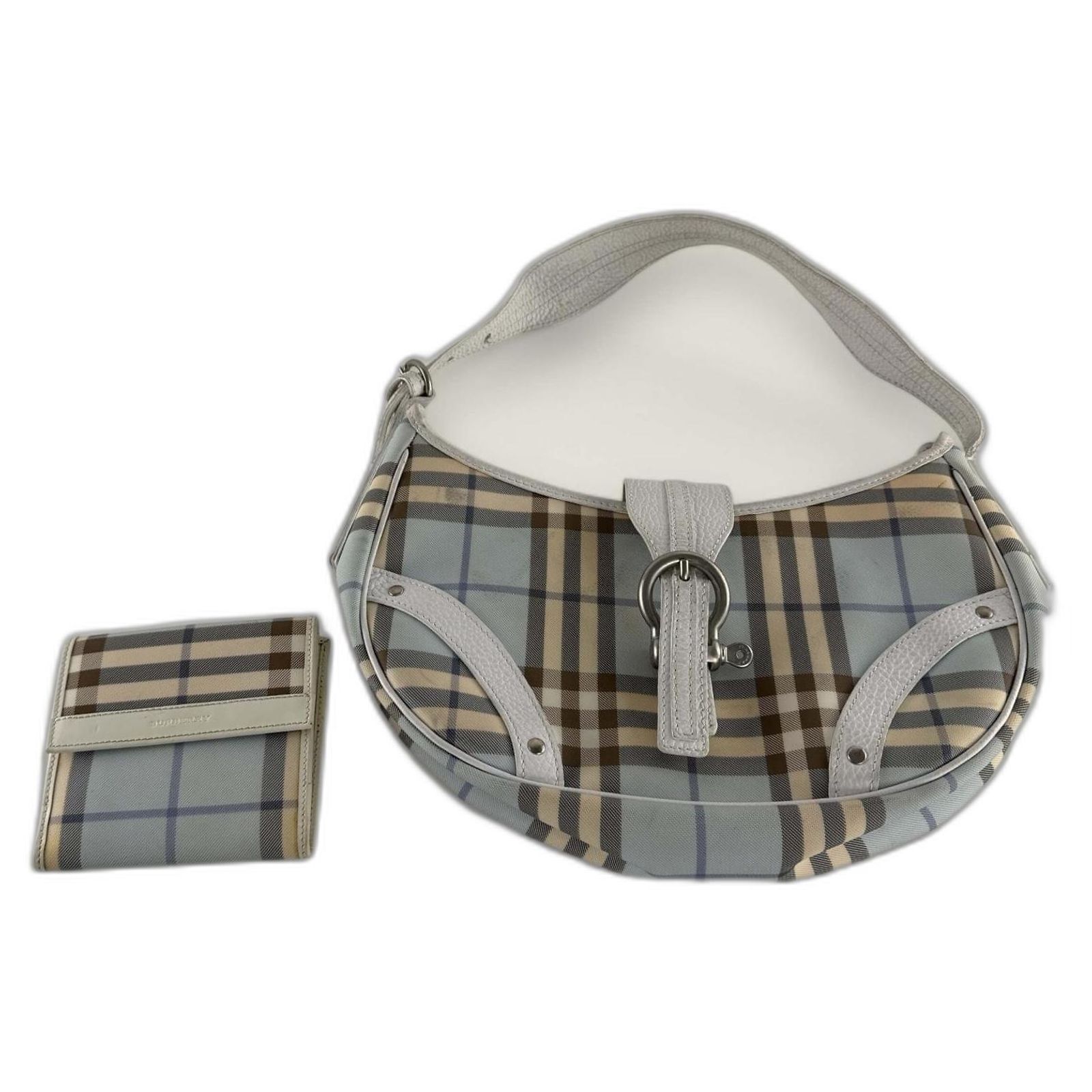 Burberry London Nova Hobo shoulder Bag & wallet blue Check ref 