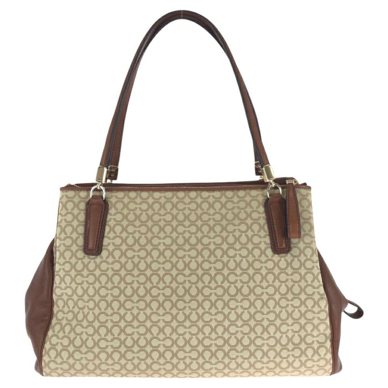 COACH Madison Op Art Canvas 2way Bag Brown Beige Cloth ref 