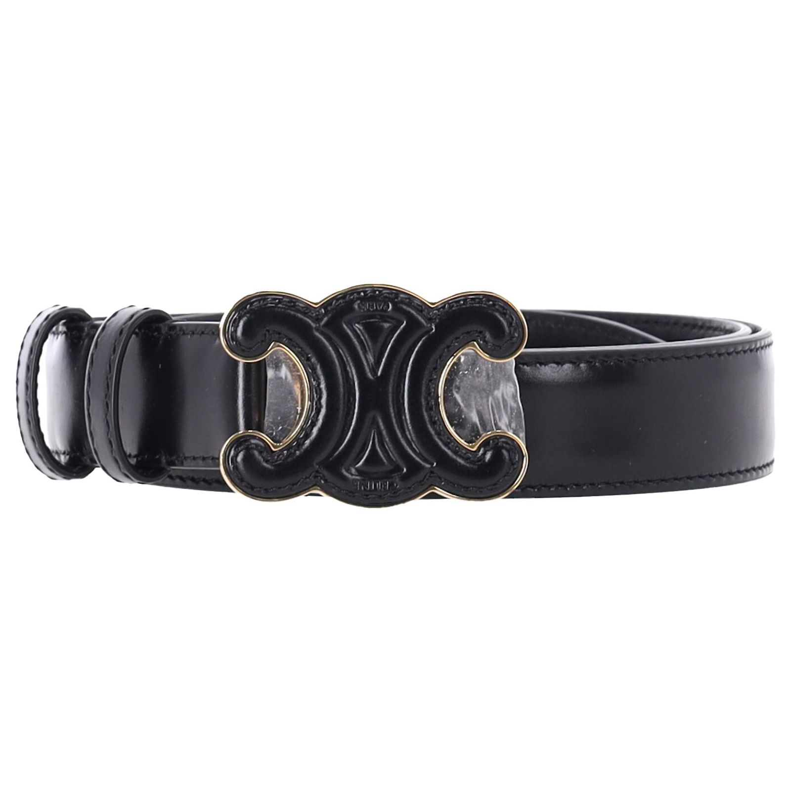 C line Celine Medium Triomphe Belt In Black Taurillon Leather Ref c-line-celine-medium-triomphe-belt-in-black-taurillon-leather-ref
